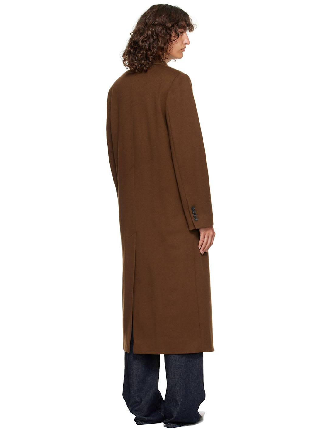 Brown Rosco Double Breasted Long Coat - 3