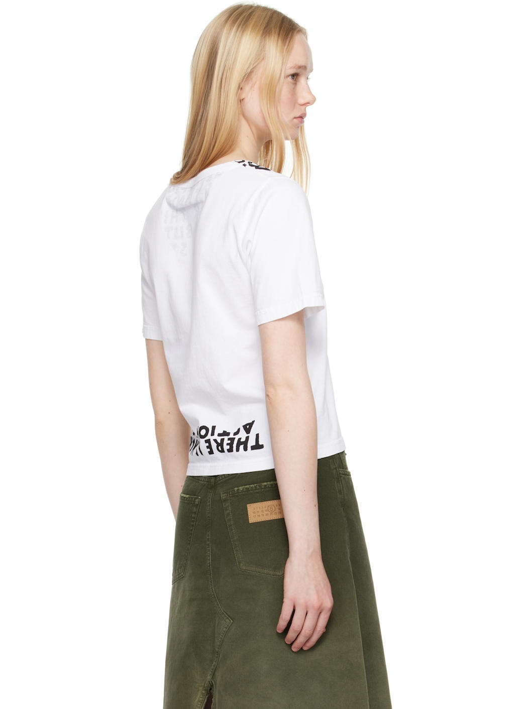 White V-Neck SIDA Print T-shirt - 3