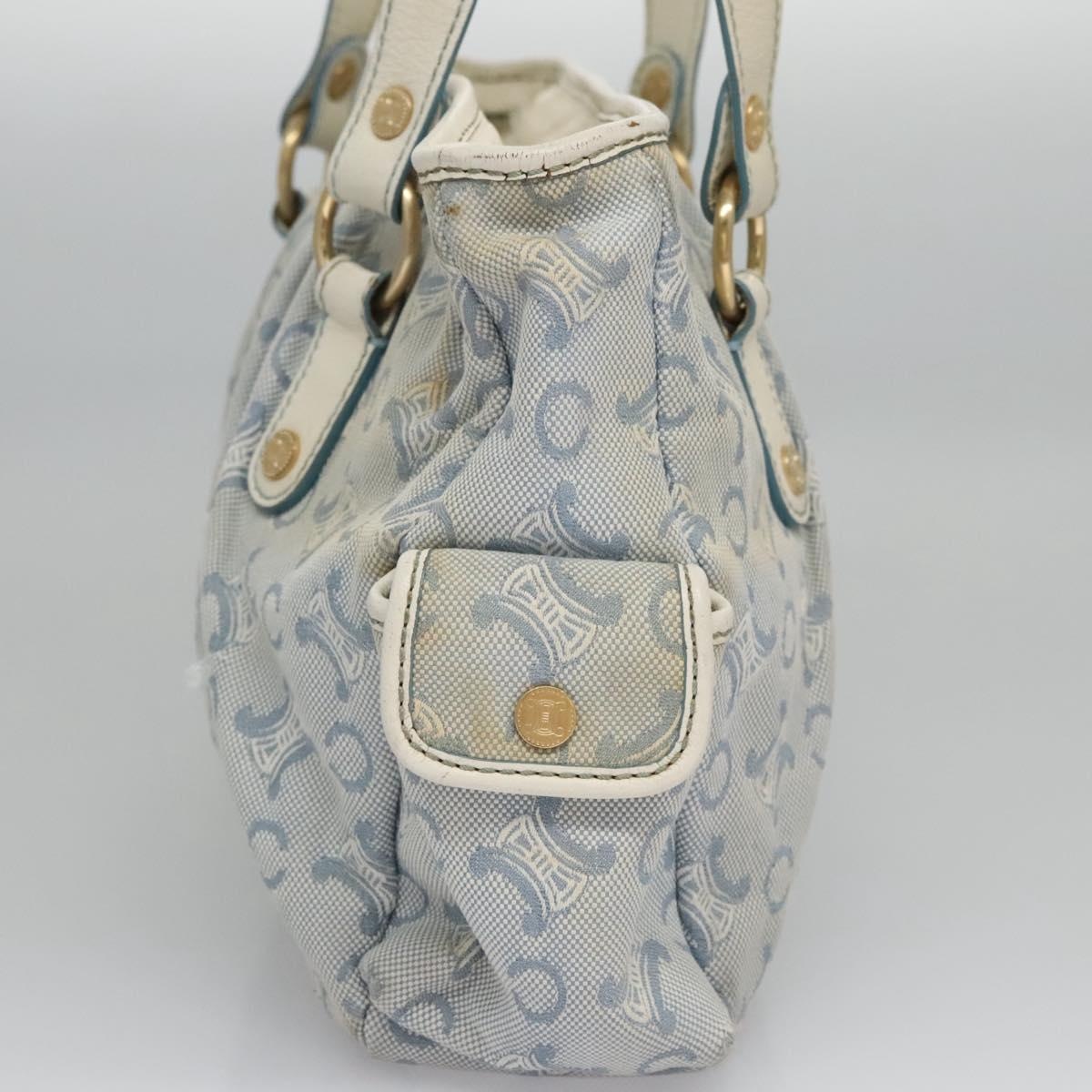 CELINE C Macadam Canvas Tote Bag Light Blue White Gold - 6
