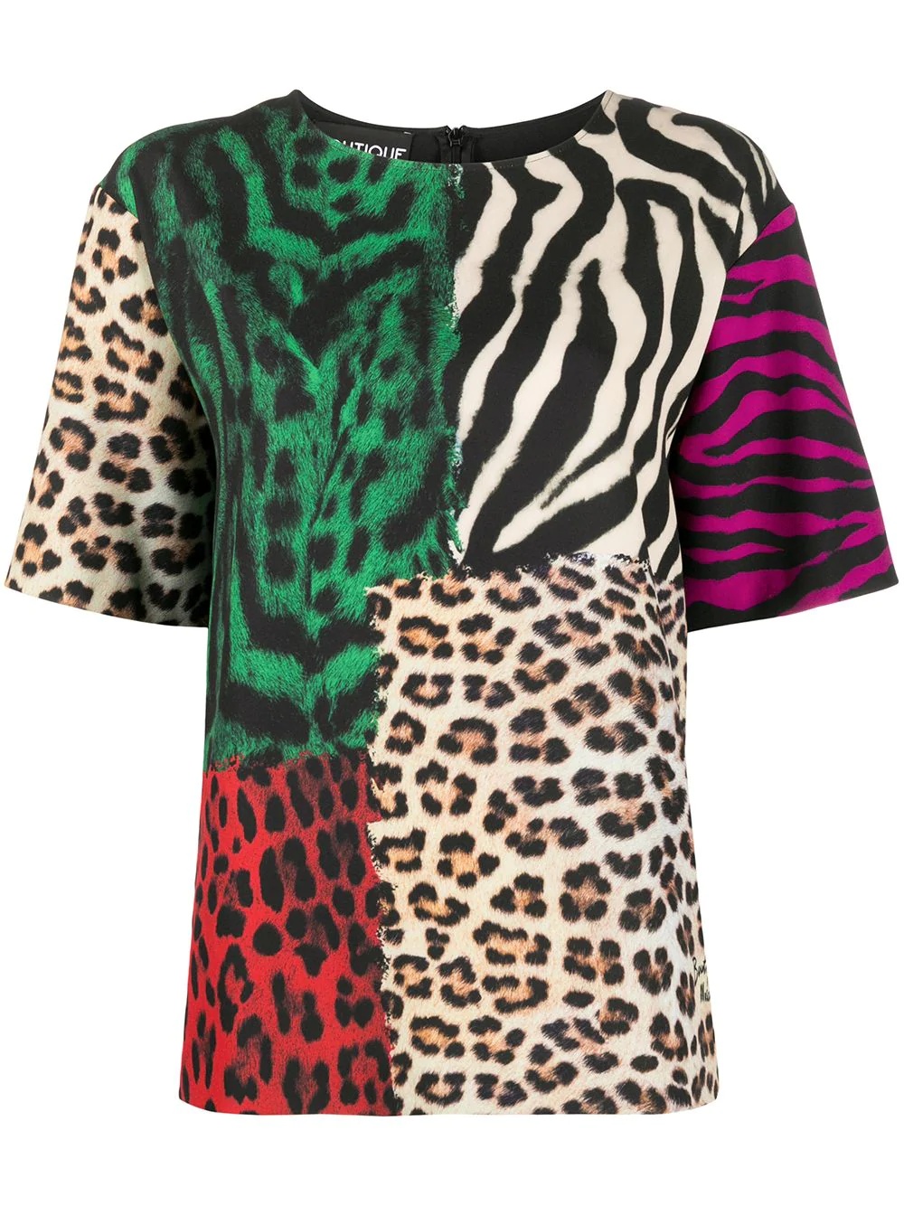 colour-block animal print T-shirt - 1