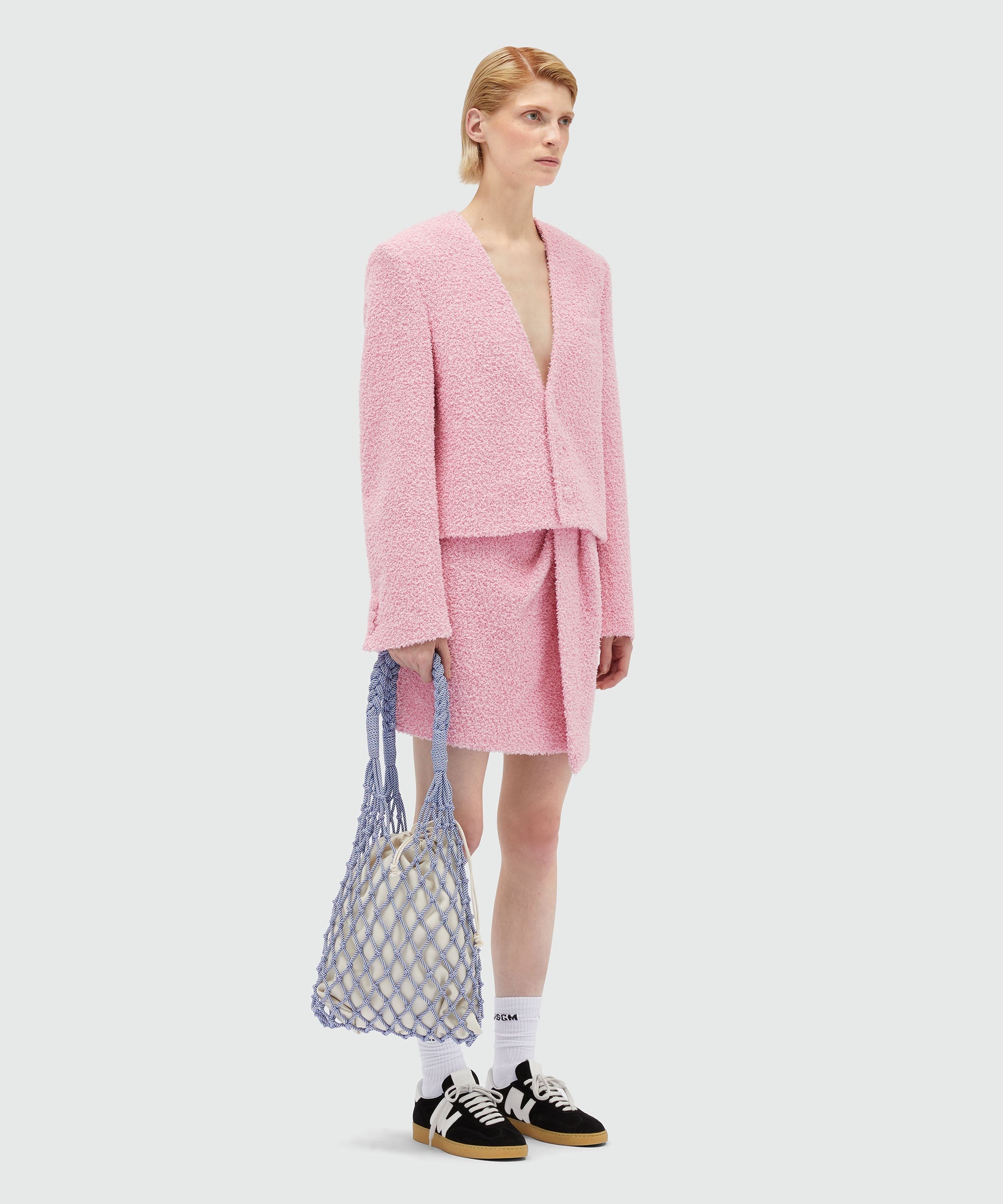 Pink sponge-effect tweed jacket - 4