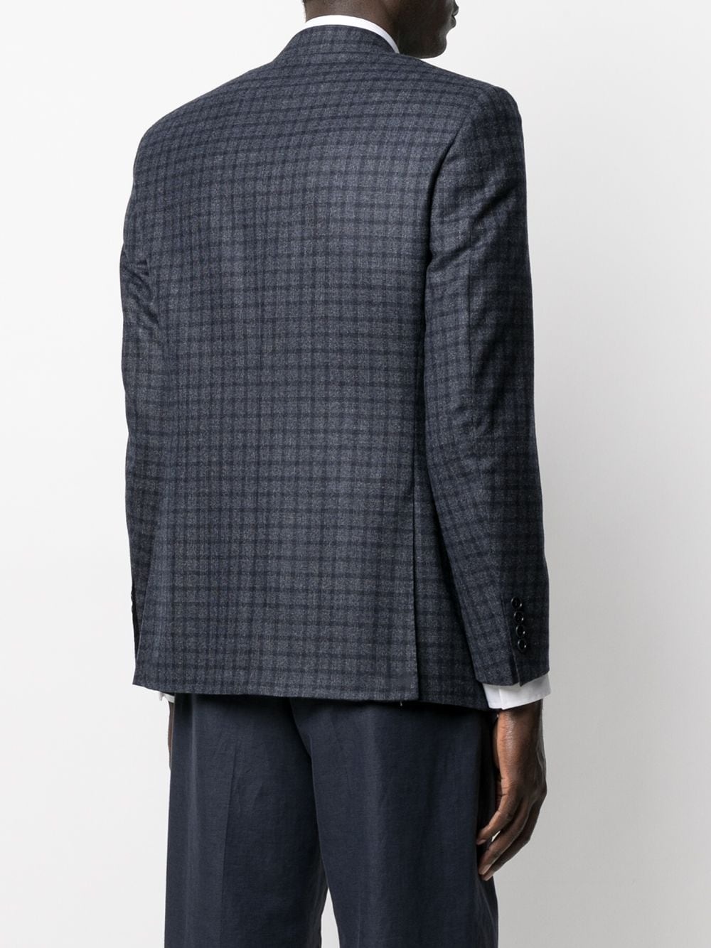 checked wool suit jacket - 4