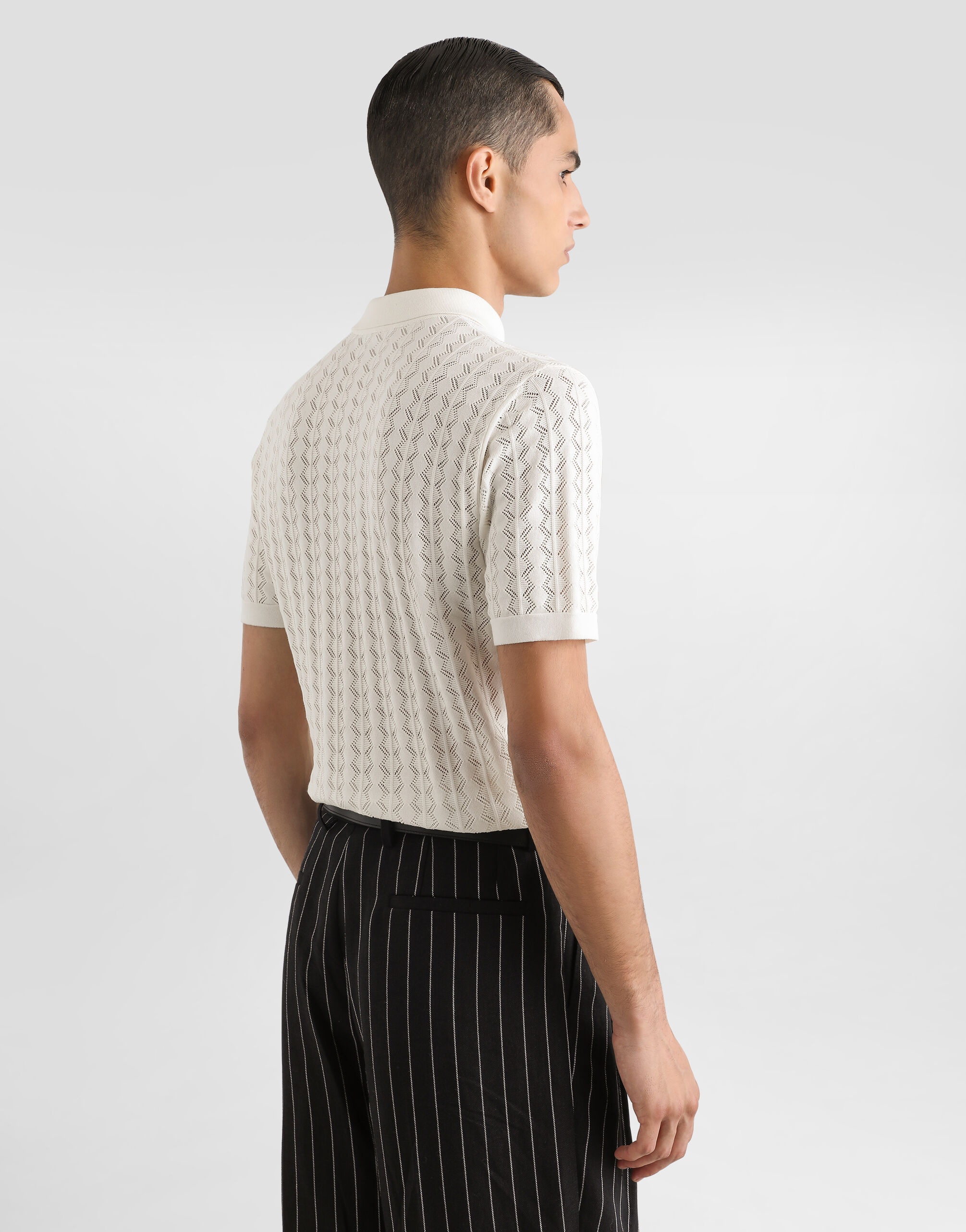 Short-sleeved cotton openwork shirt - 5