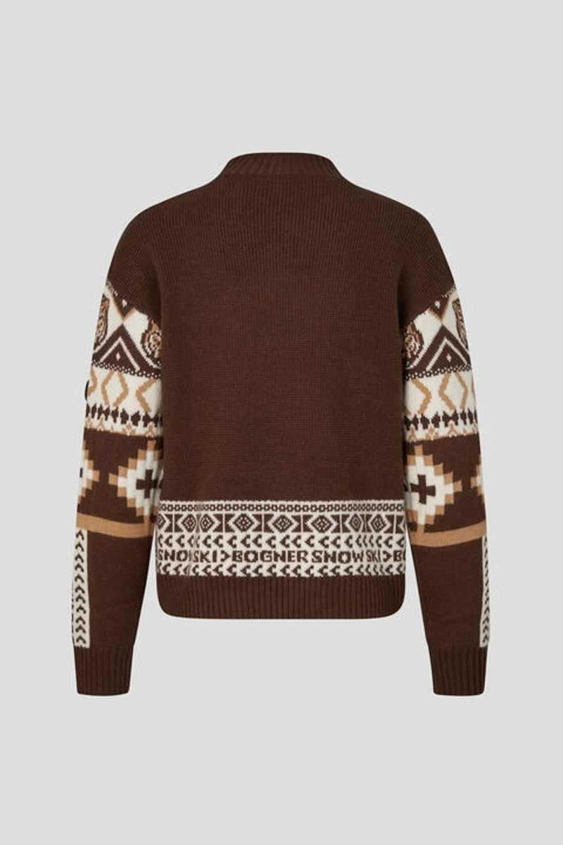BOGNER Julika sweater in Brown/Off-white outlook