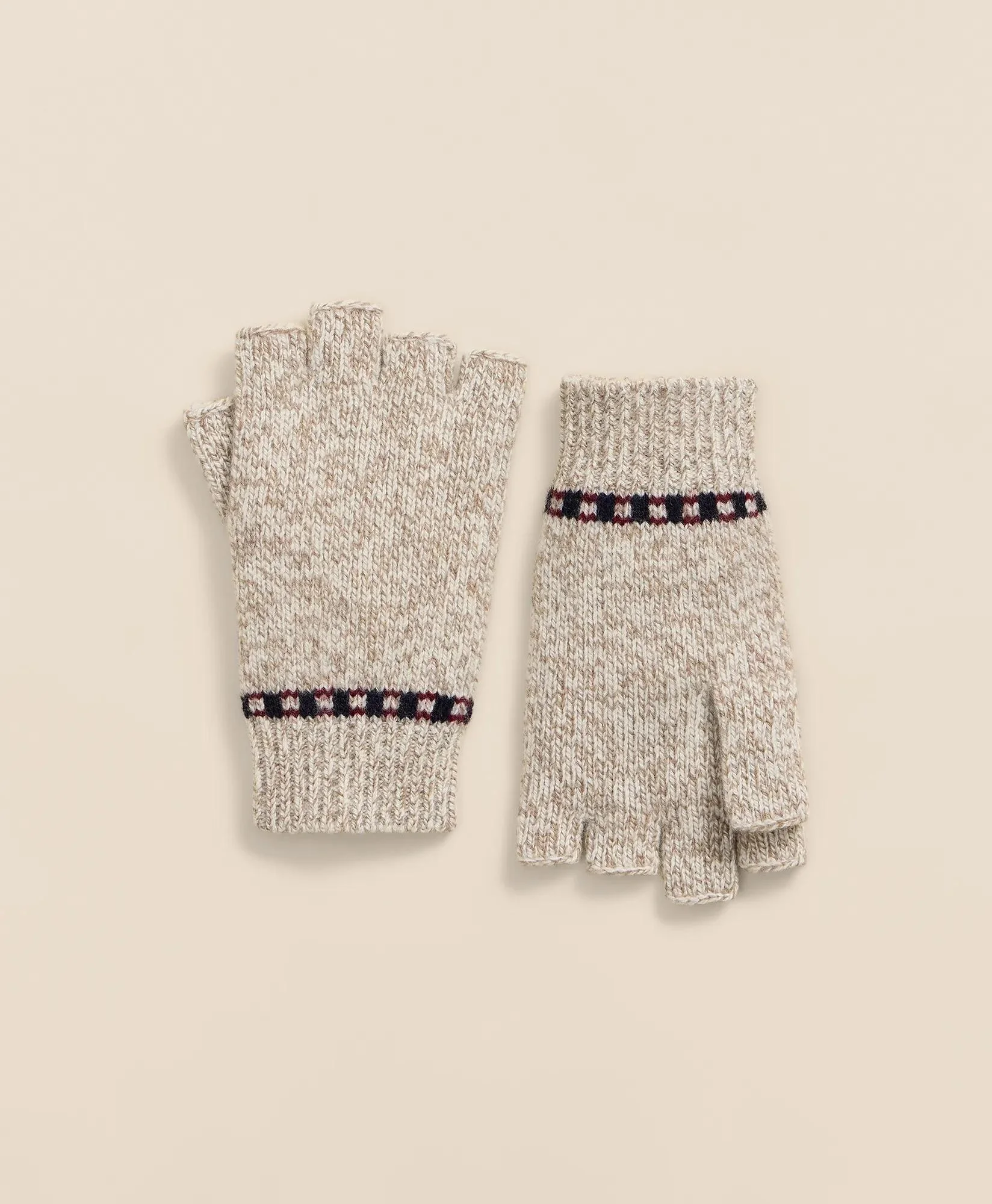 Merino Wool Marled Fingerless Gloves - 1