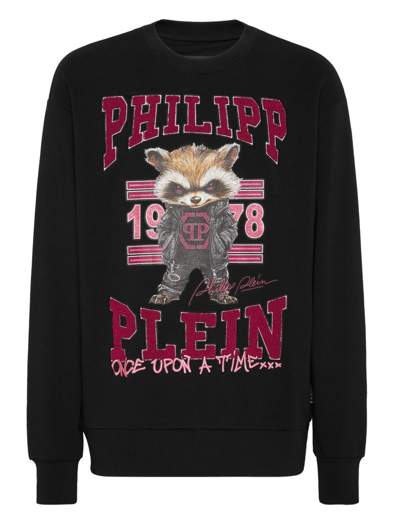 raccoon-embellished cotton sweatshirt 1