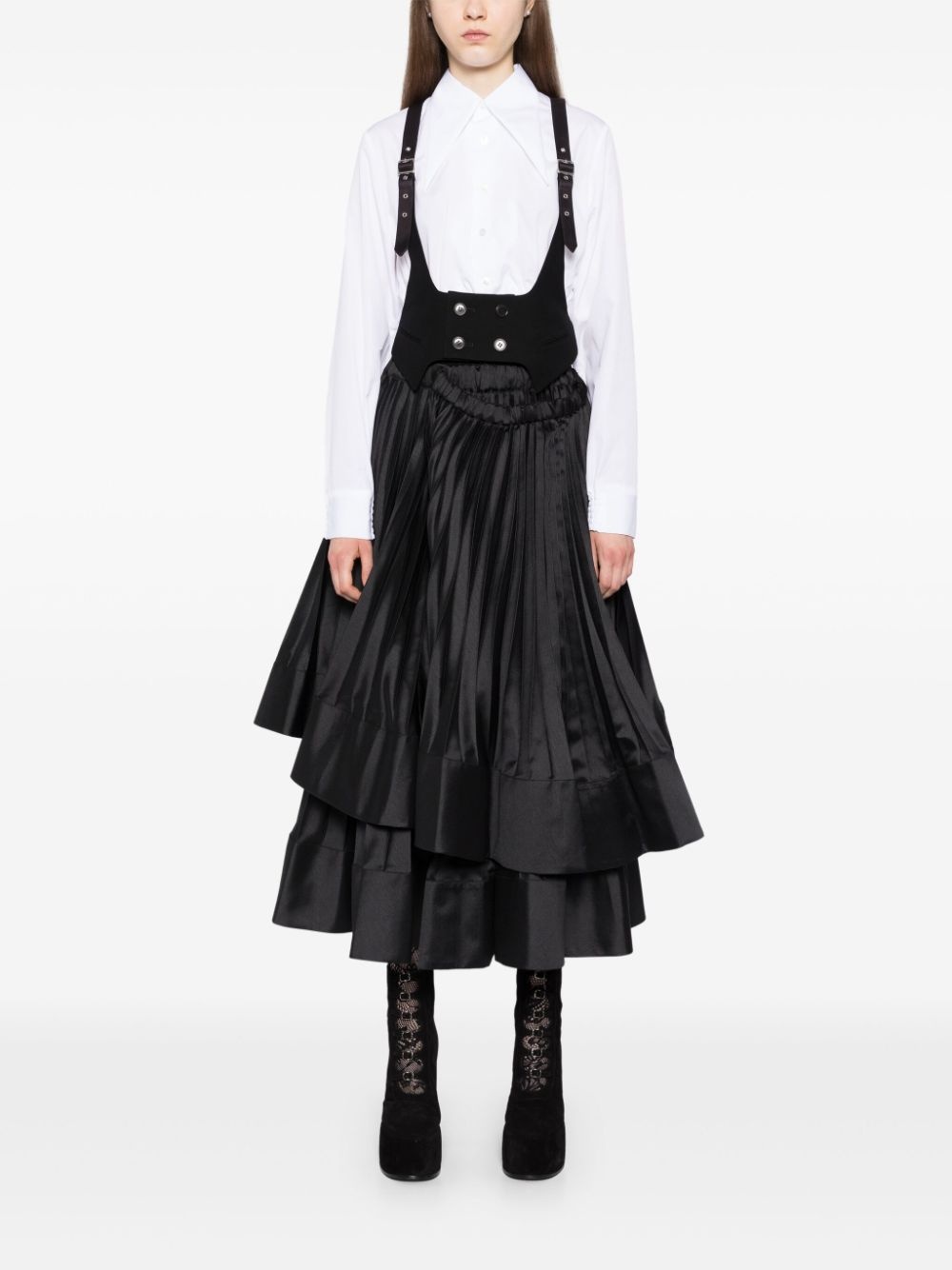 oversized-collar cropped shirt - 2