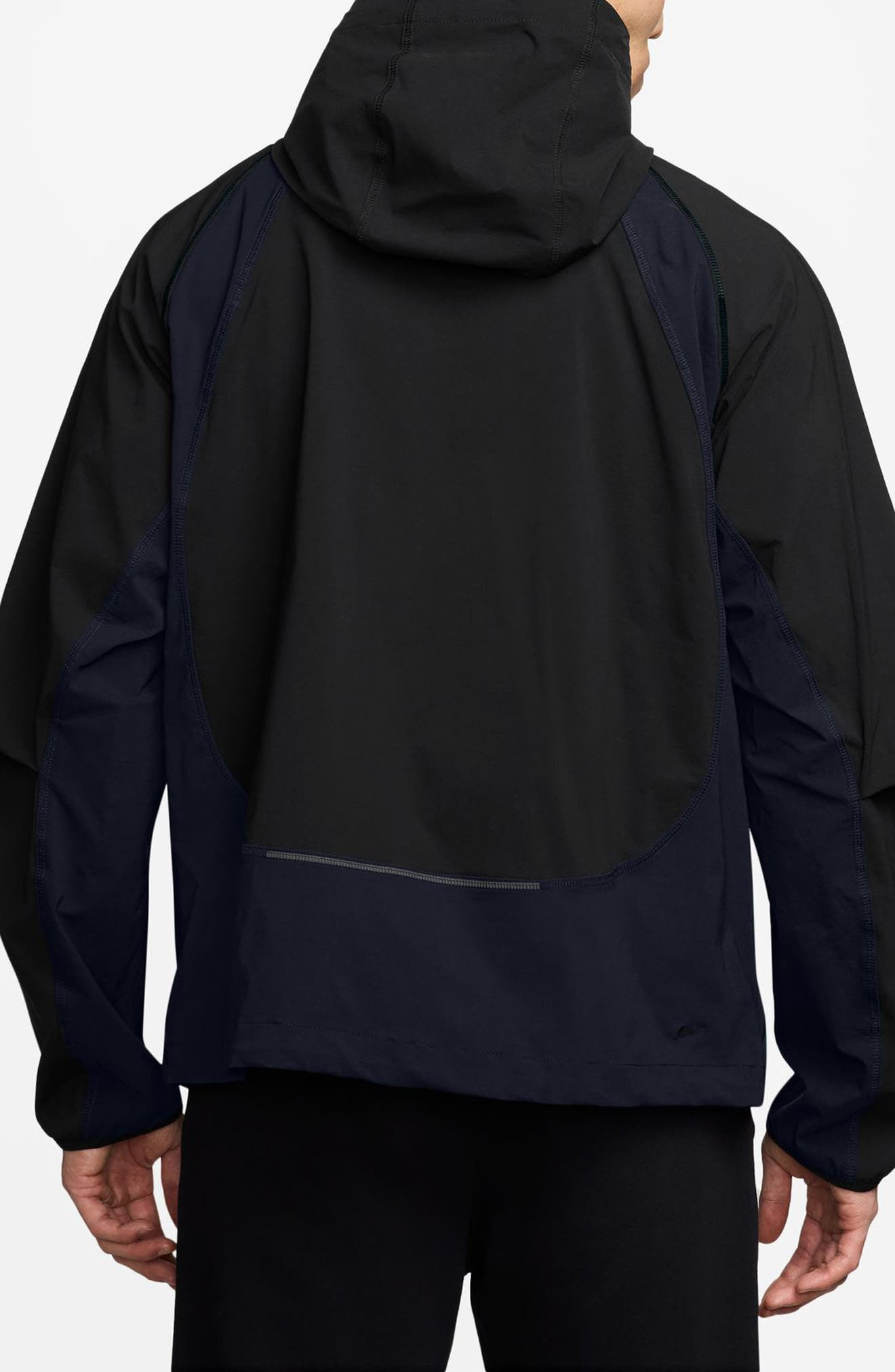 Nike Tech Dri-FIT Woven Oversize Hooded Stretch Nylon Zip Jacket in Black/Obsidian at Nordstrom - 2