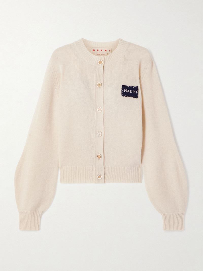 Embroidered cashmere cardigan Cream 1