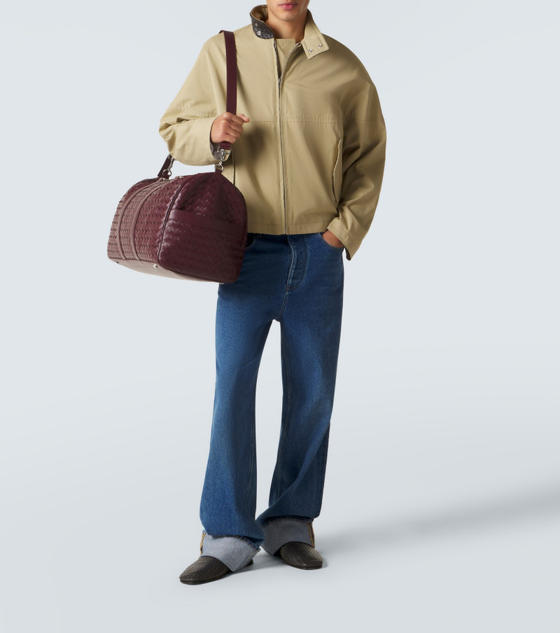 Bottega Veneta Leather-trimmed wide-leg jeans outlook