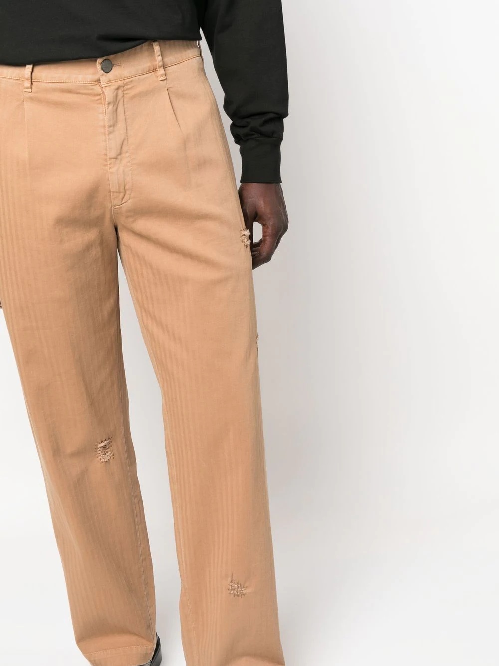 ripped-detail straight-leg trousers - 5