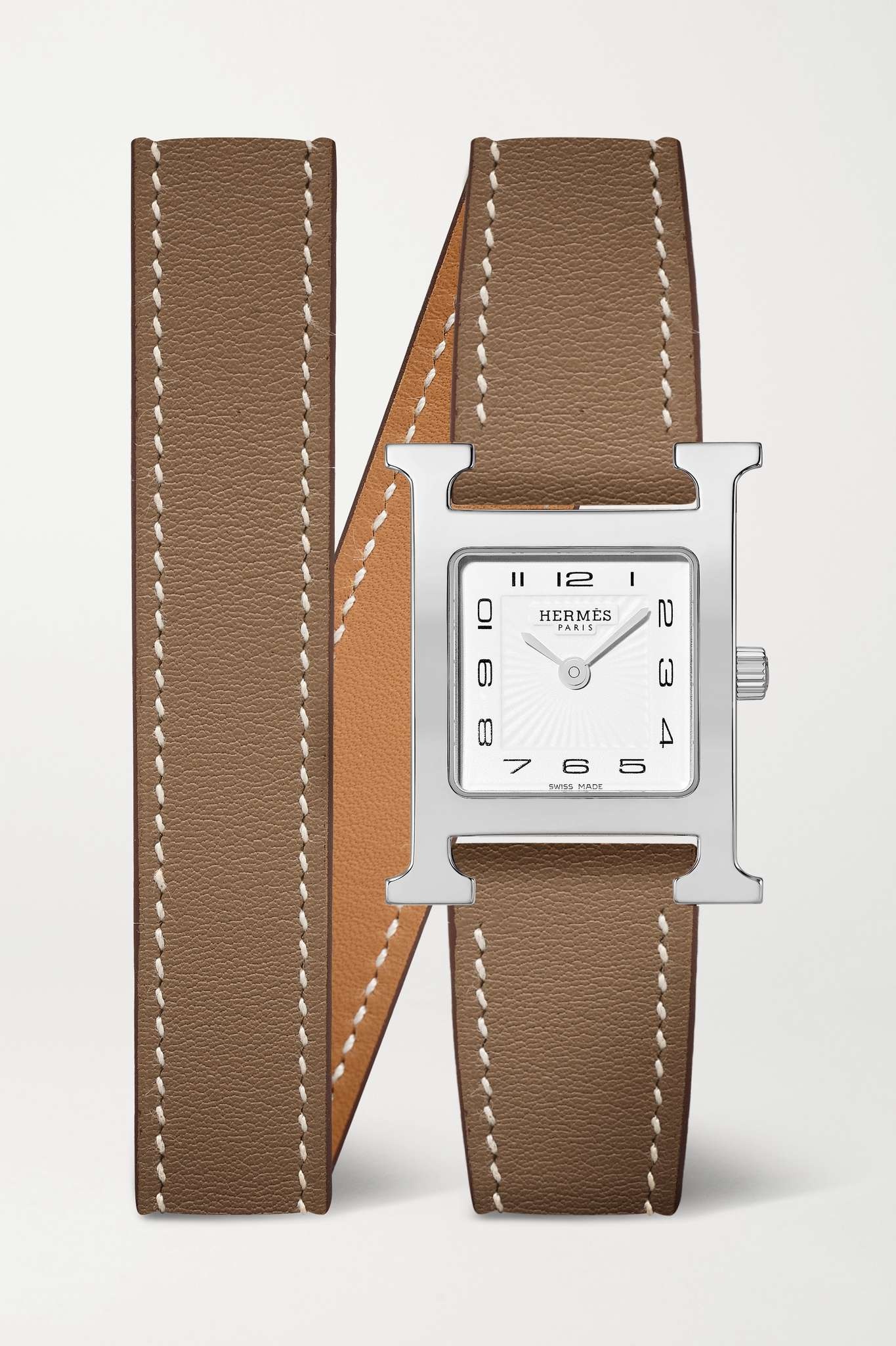 Heure H 25mm small stainless steel and leather watch - 1