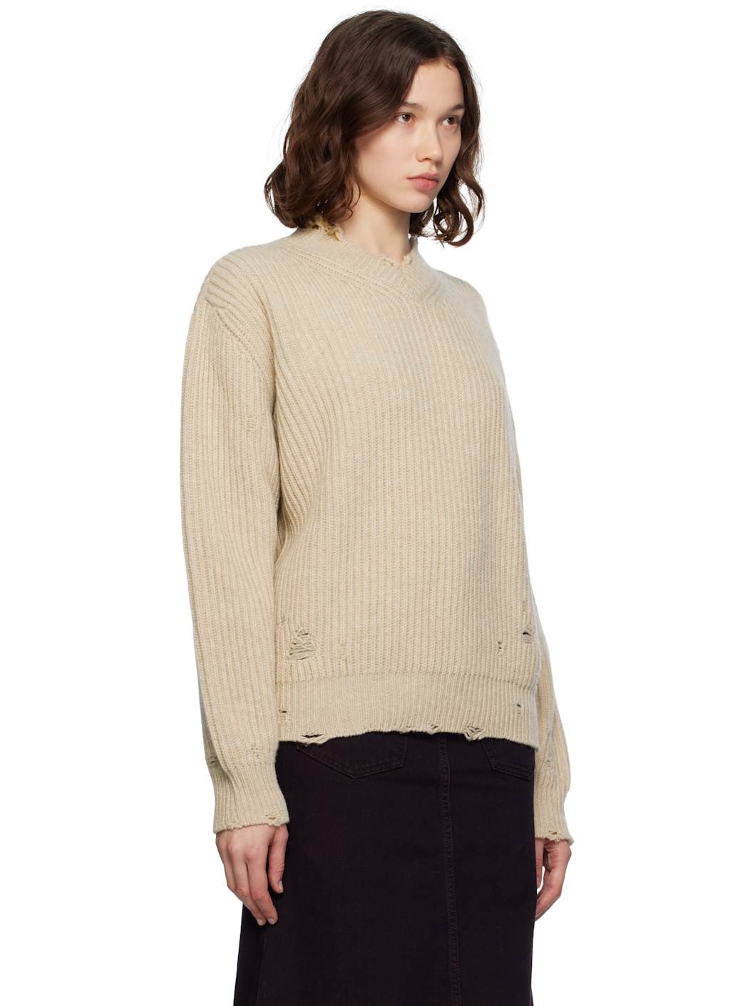 Beige Wool Sweater - 2