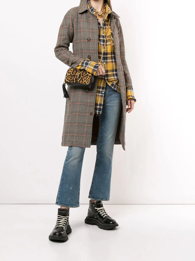 R13 double-belt check trench coat outlook