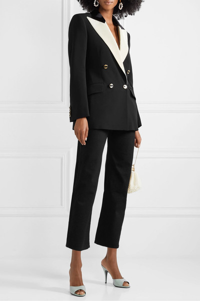 GUCCI Double-breasted velvet and satin twill-trimmed silk and wool-blend blazer outlook