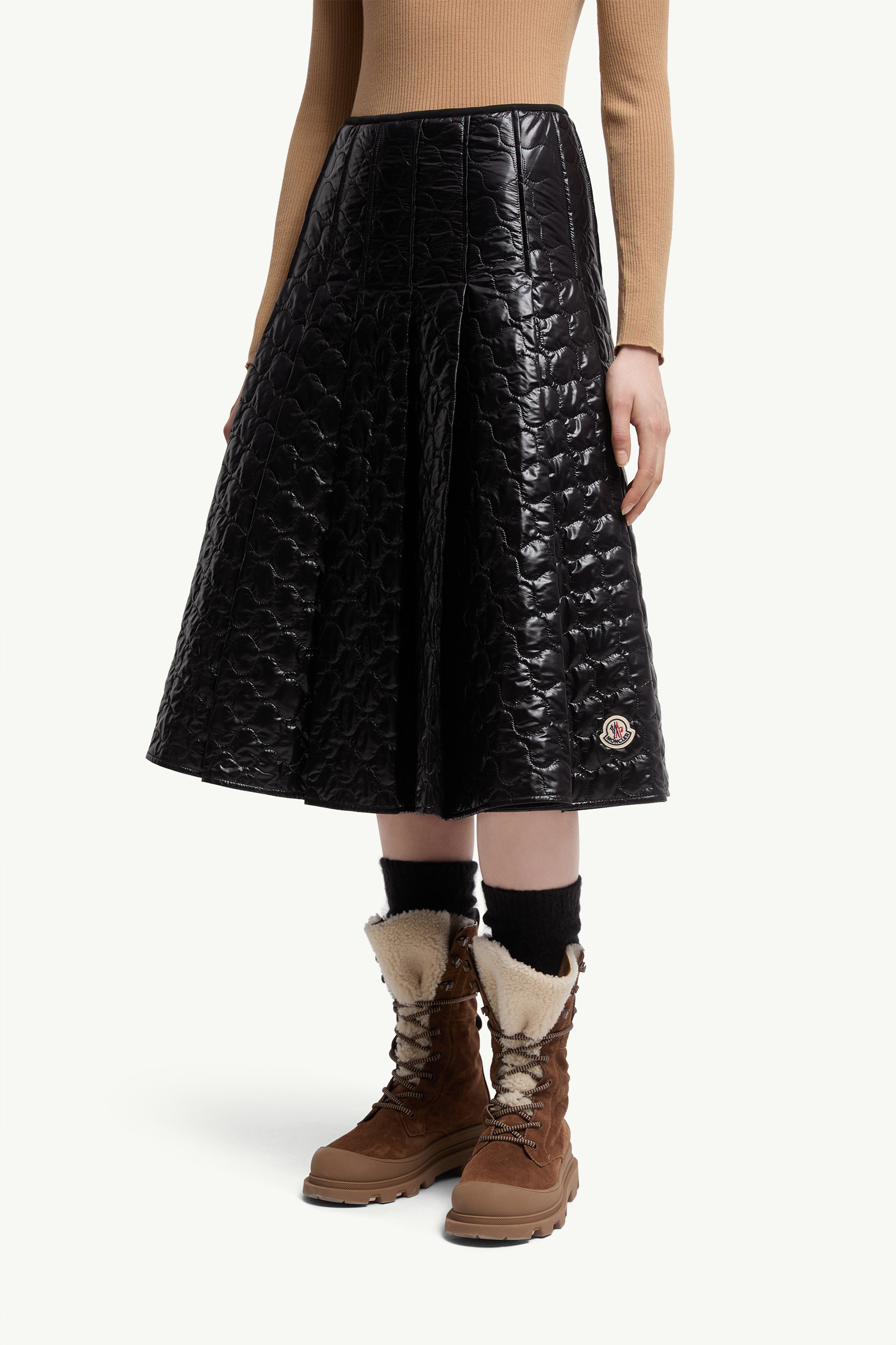 Square-Quilted Padded Midi Skirt - 3