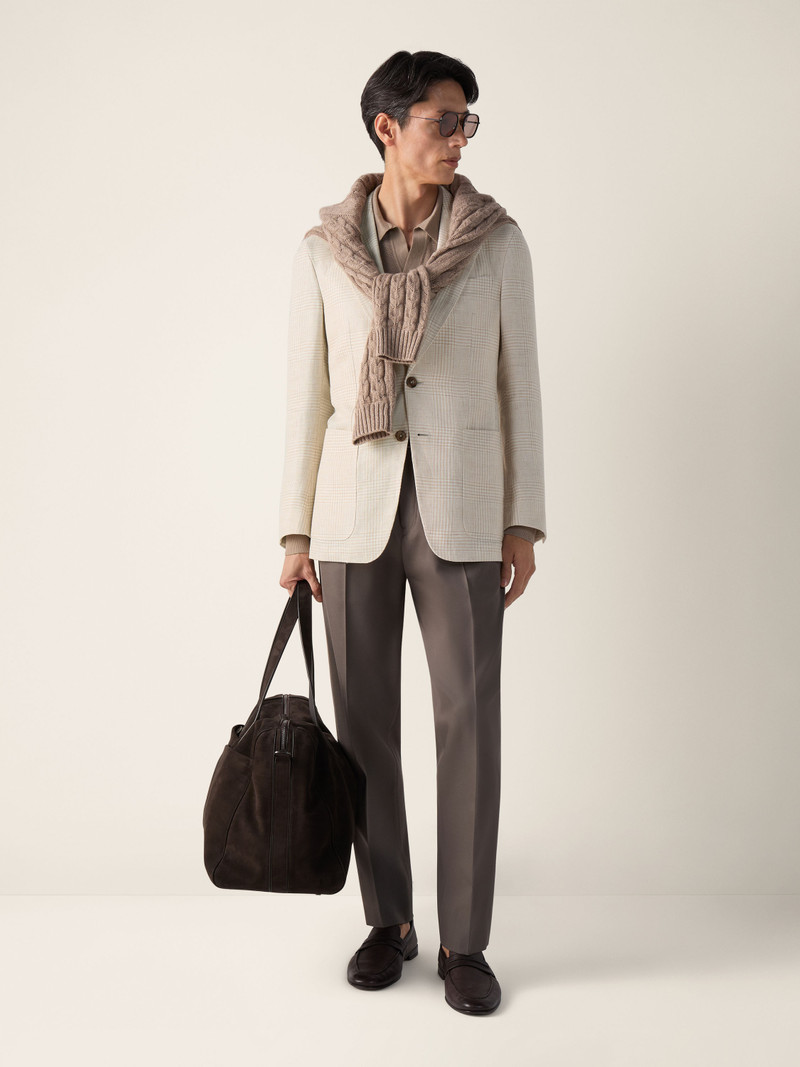 ZEGNA BEIGE AND WHITE CROSSOVER LINEN WOOL AND SILK JACKET outlook