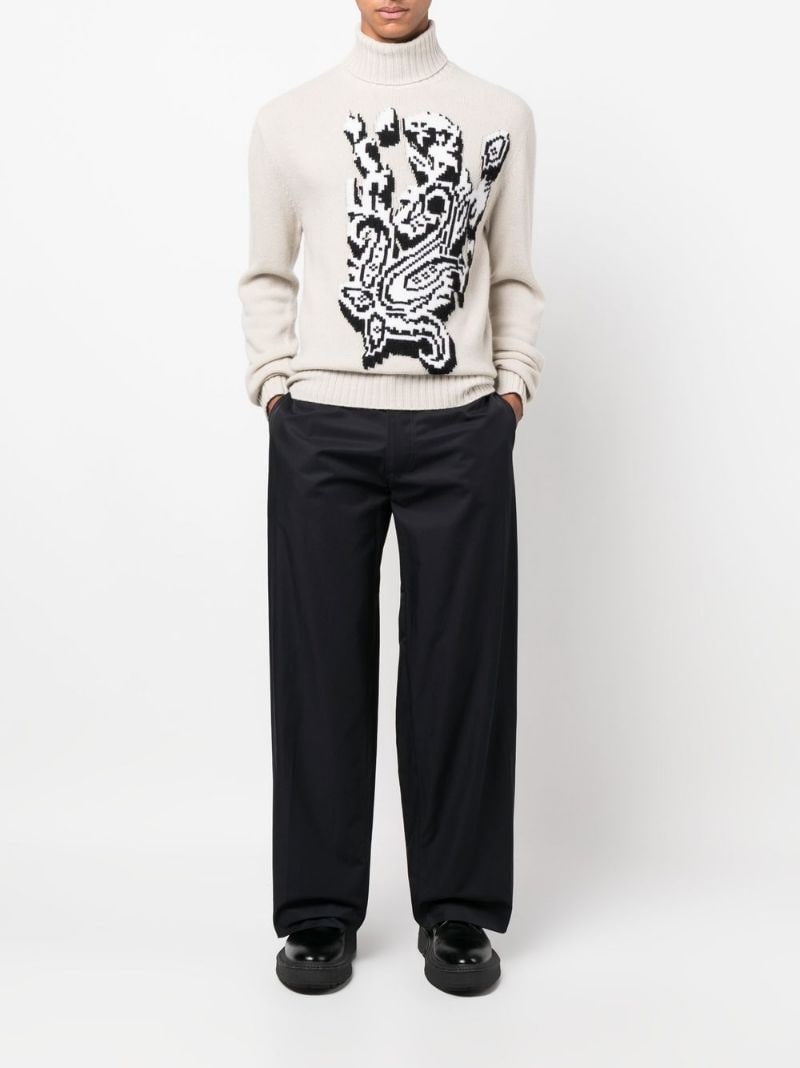 pixelated-graphic jacquard wool roll-neck - 2