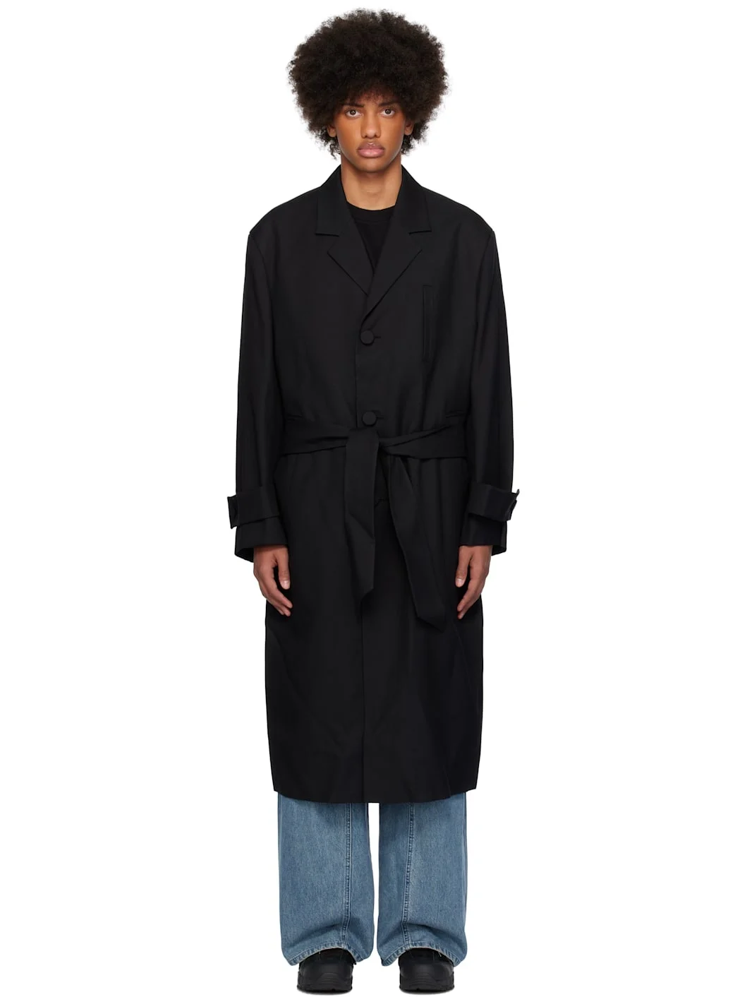 Black Belted Single Coat - 1