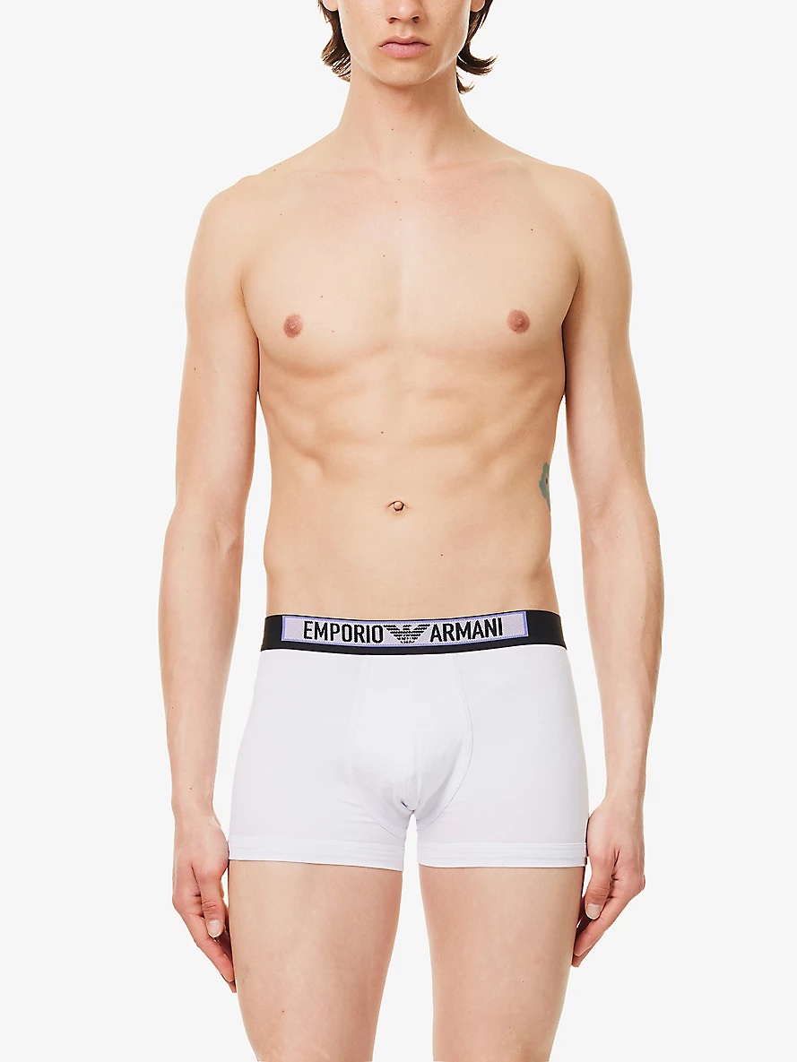 Branded-waistband stretch organic-cotton trunks - 2