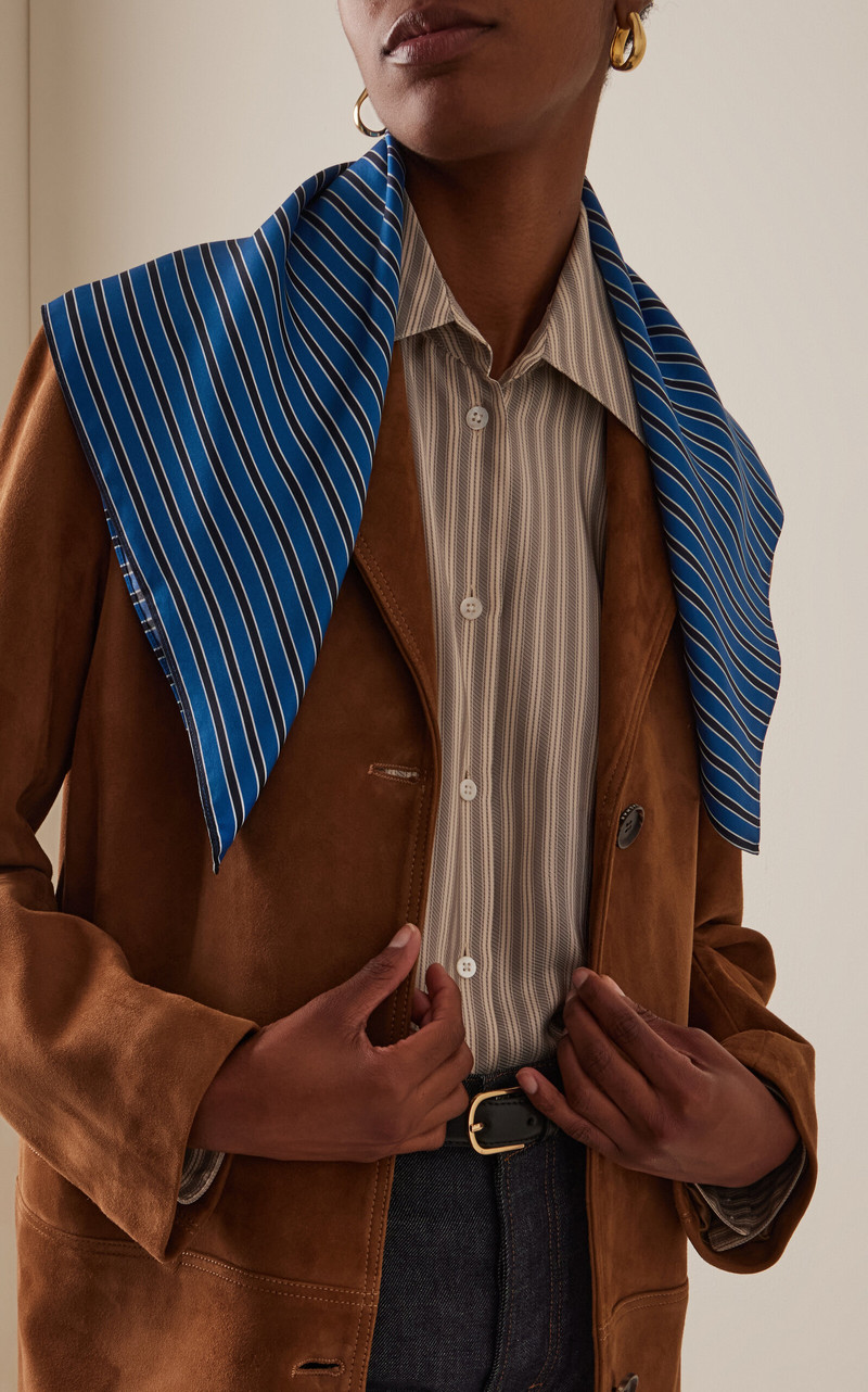 TOTEME Striped Silk Scarf blue outlook