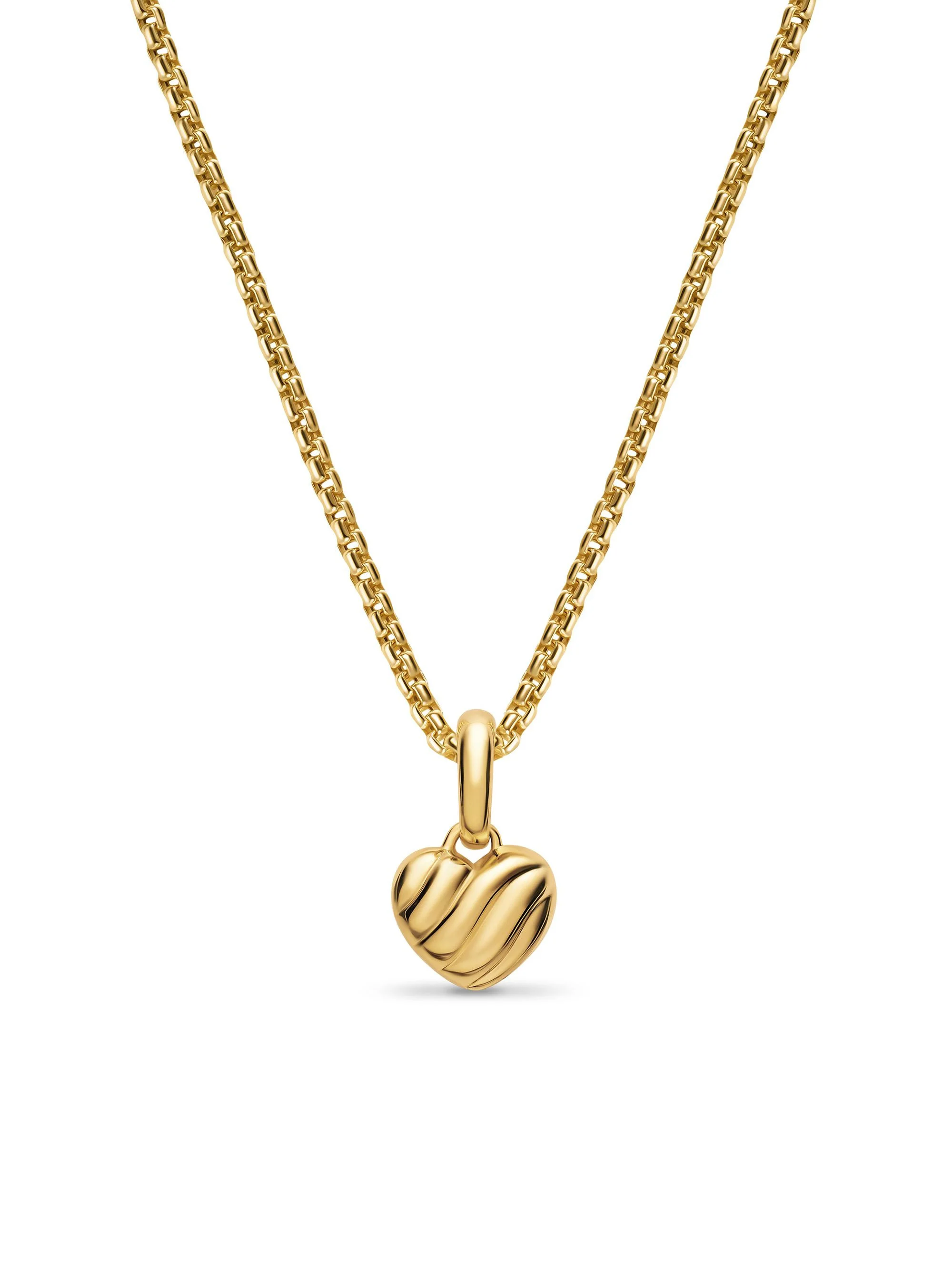 Women's Petite Puffy Cable Heart Amulet in 18K Yellow Gold, 7.4MM - Gold - 1