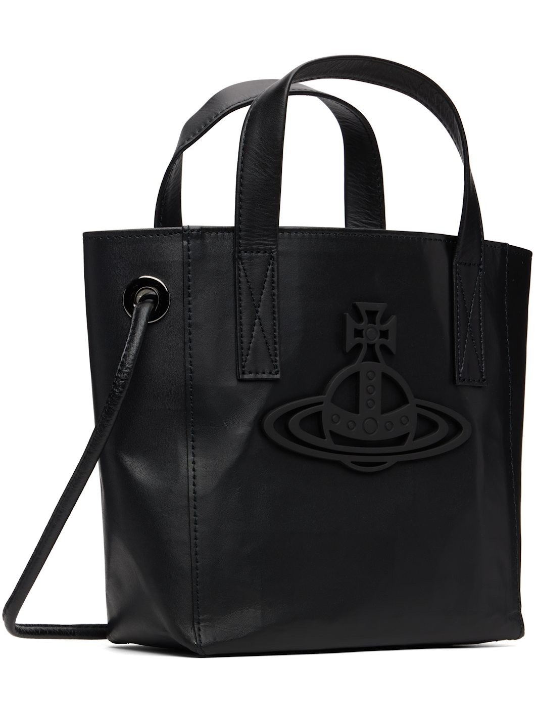 Black Leather Sarah Small Tote - 2