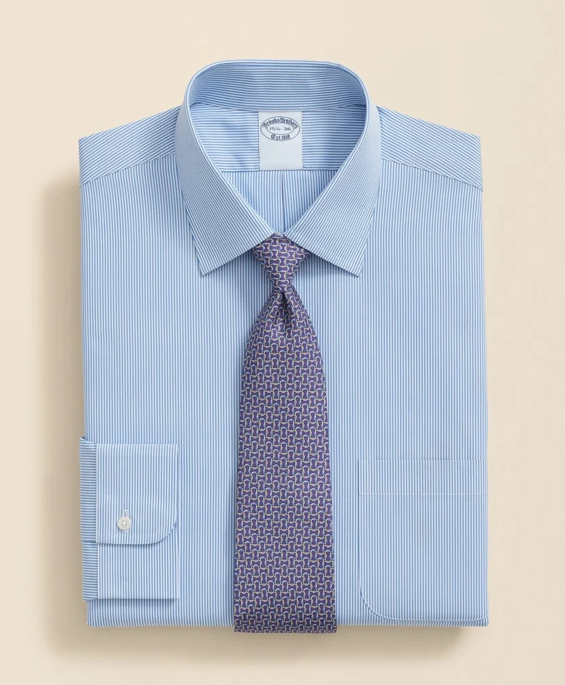 Pure Supima® Cotton Regular-Finish Ainsley Collar, Mini Stripe Dress Shirt - 1