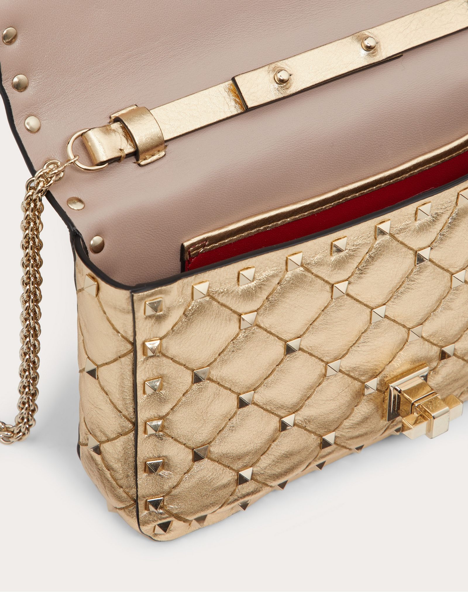 Small Rockstud Spike Metallic Nappa Chain Bag - 4