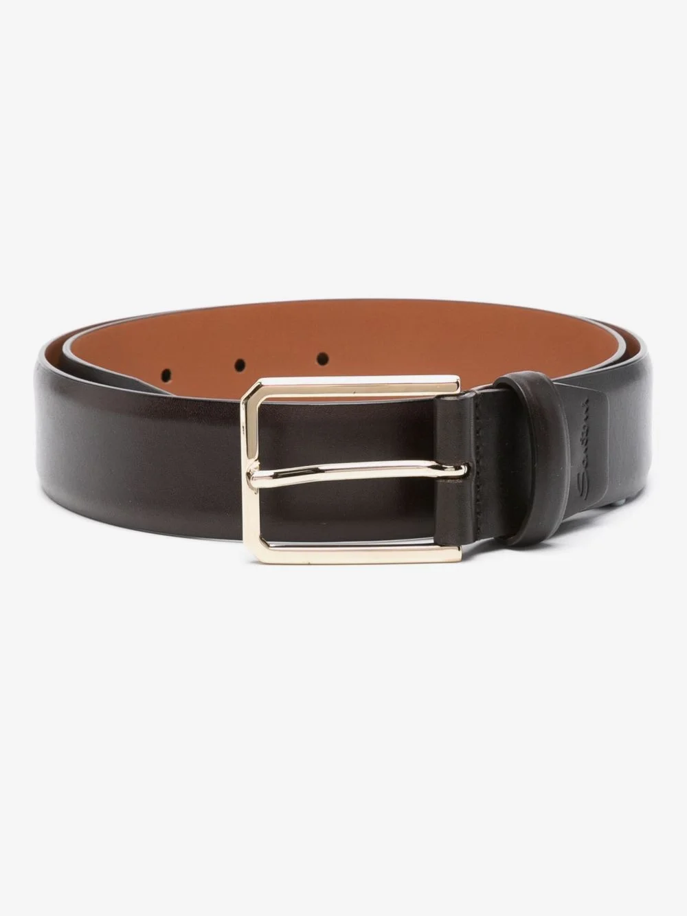 logo-engraved leather belt - 1