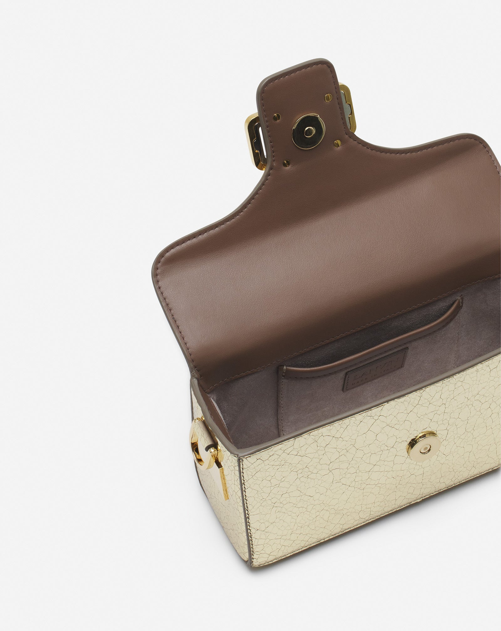 NANO PENCIL CAT BAG IN CRACKLED METALLIC LEATHER - 10