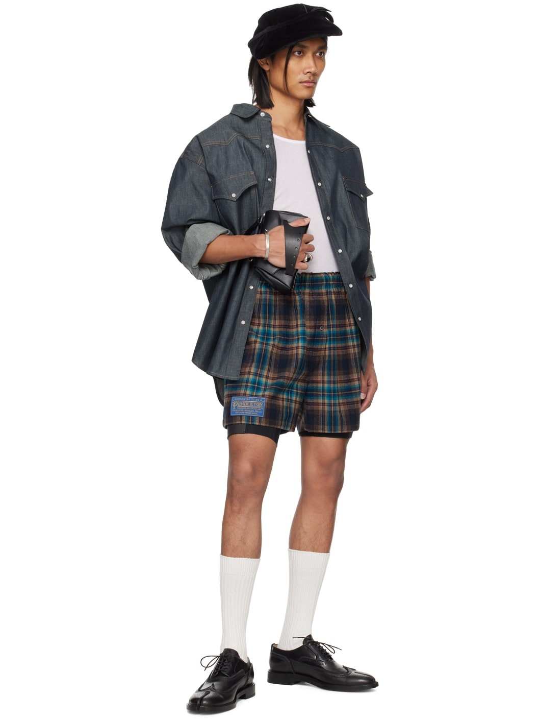 Blue & Brown Check Shorts - 4