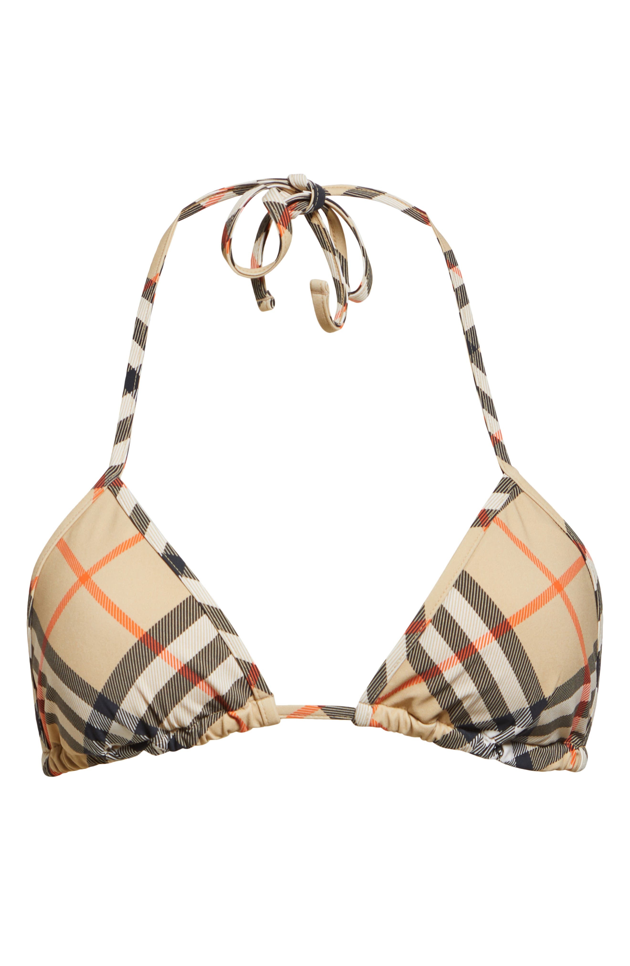 burberry Check Triangle String Bikini Top in Sand Ip Check at Nordstrom - 6