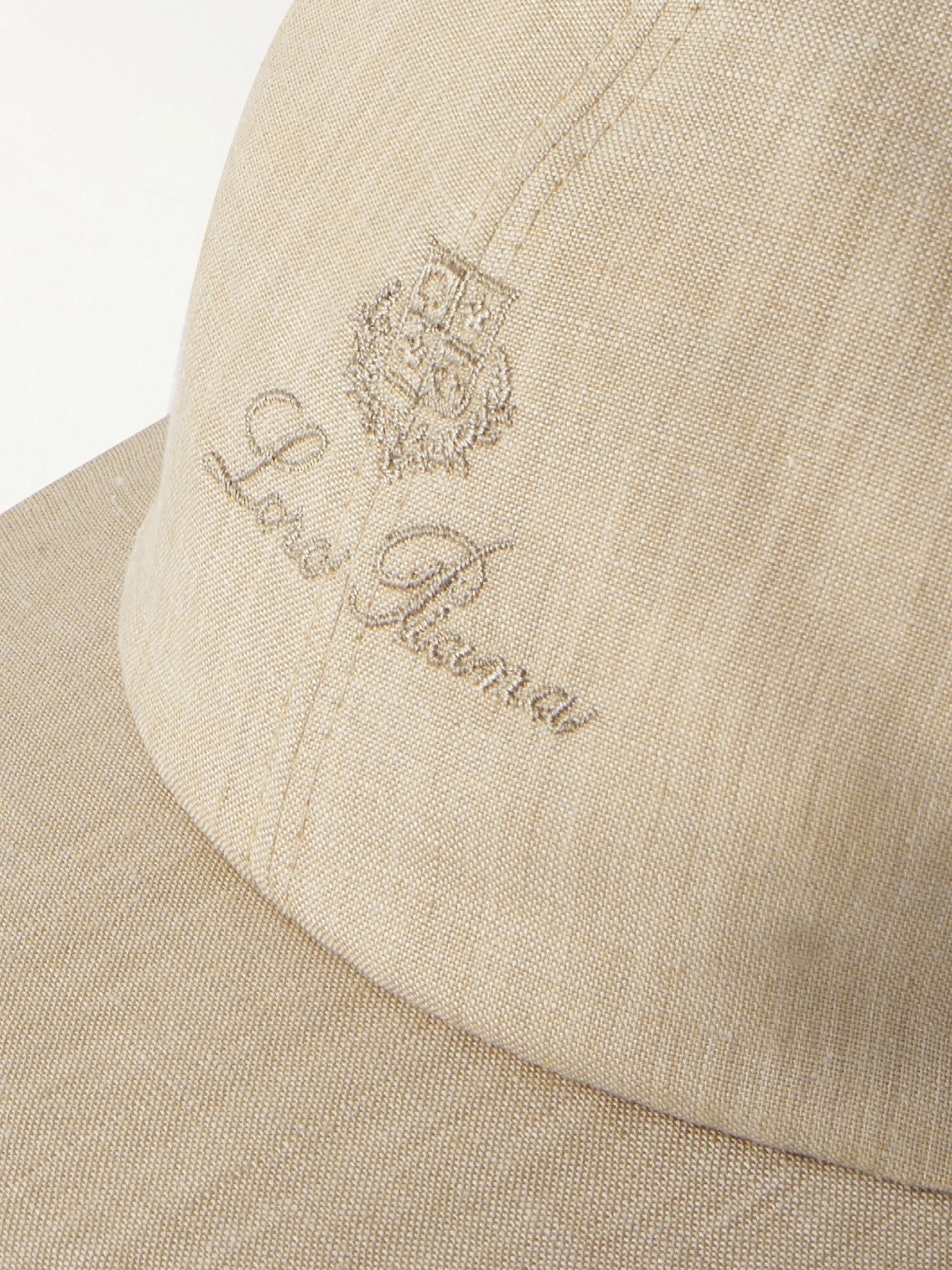 Logo-Embroidered Linen Baseball Cap Beige - 4
