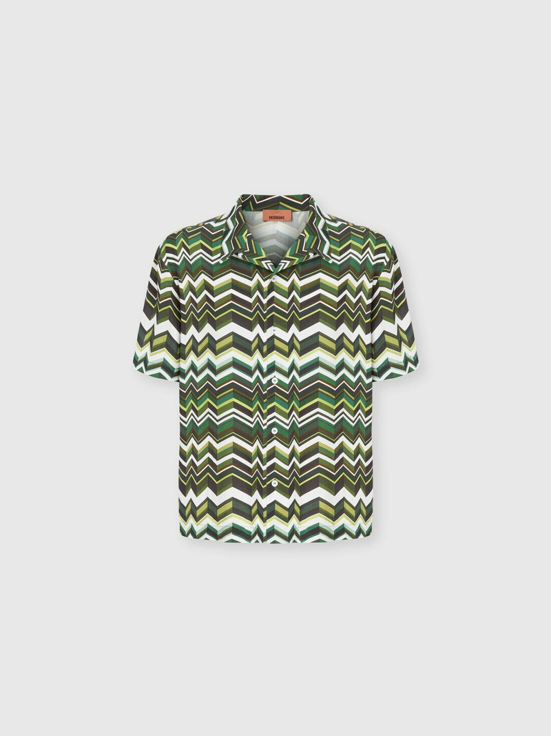 Bowling shirt in viscose with zigzag print 1