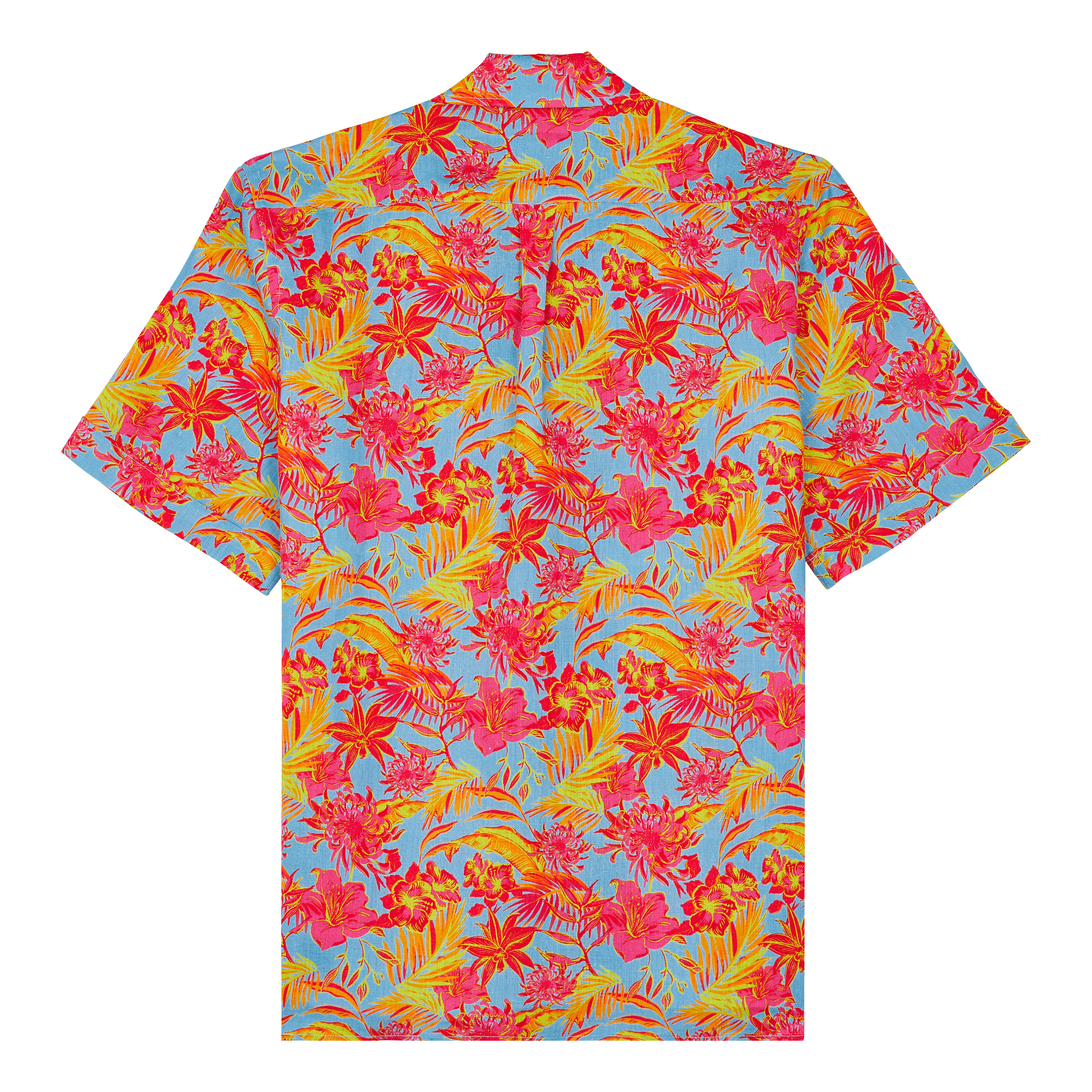 Men Bowling Linen Shirt Tahiti Flowers - 2