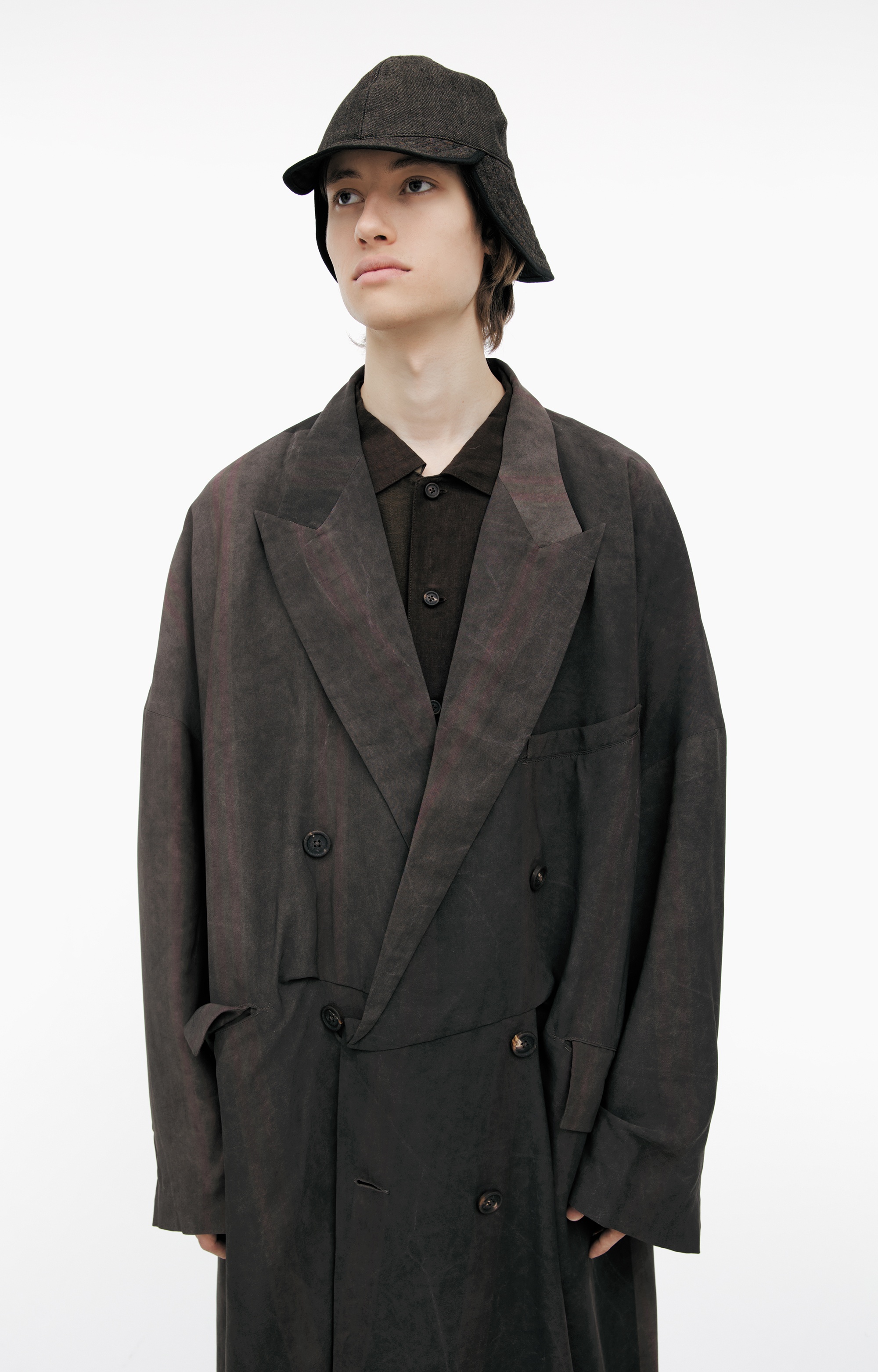 DOUBLE-BREASTED STRIPED TRENCH COAT - 4
