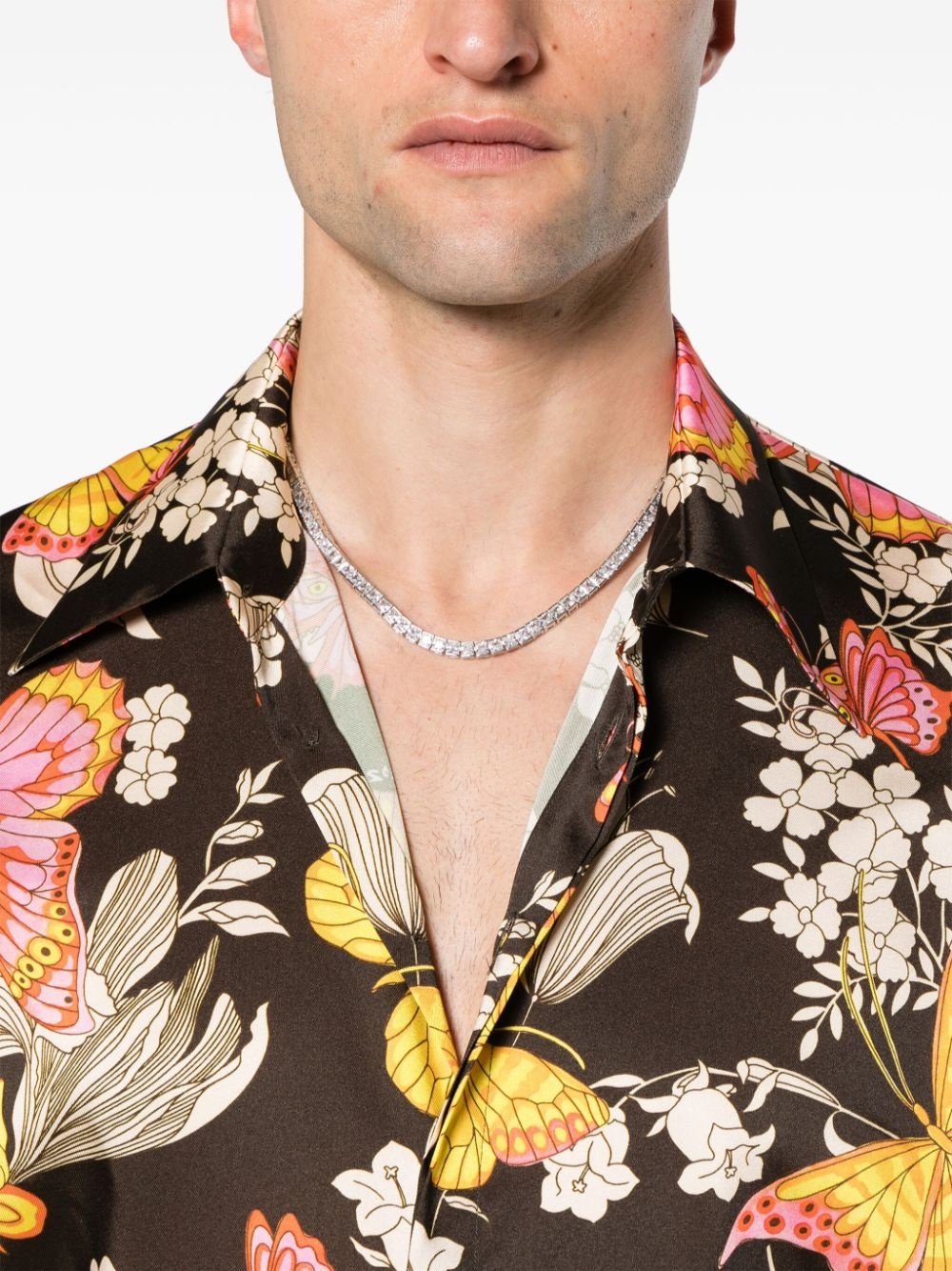butterfly-print satin shirt - 5