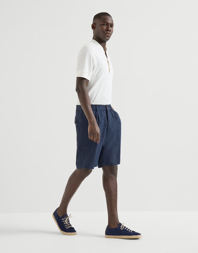 Lightweight délavé linen Bermuda shorts with elasticated waistband 5