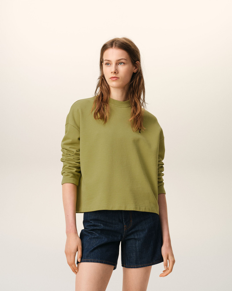 AMI Paris GREEN COTTON AMI DE COEUR CROPPED SWEATSHIRT outlook