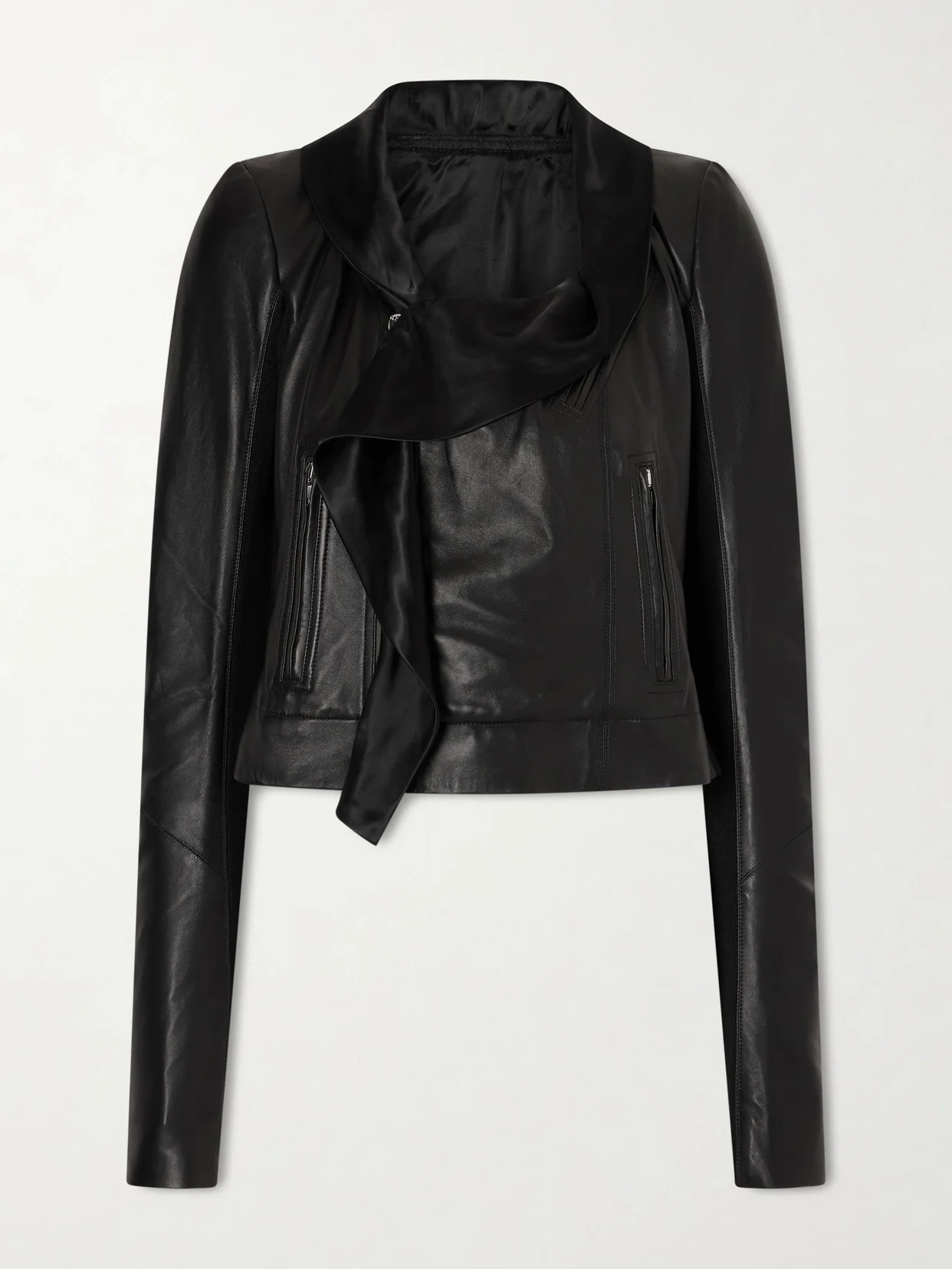 Satin Twill-trimmed Leather Jacket - 1