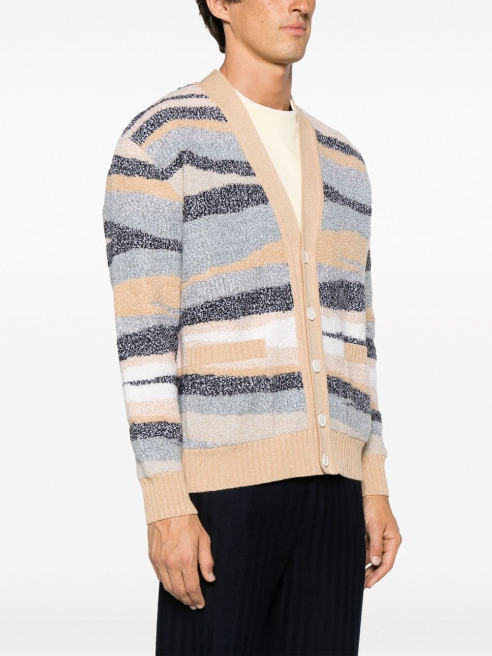 zigzag-jacquard wool cardigan - 3