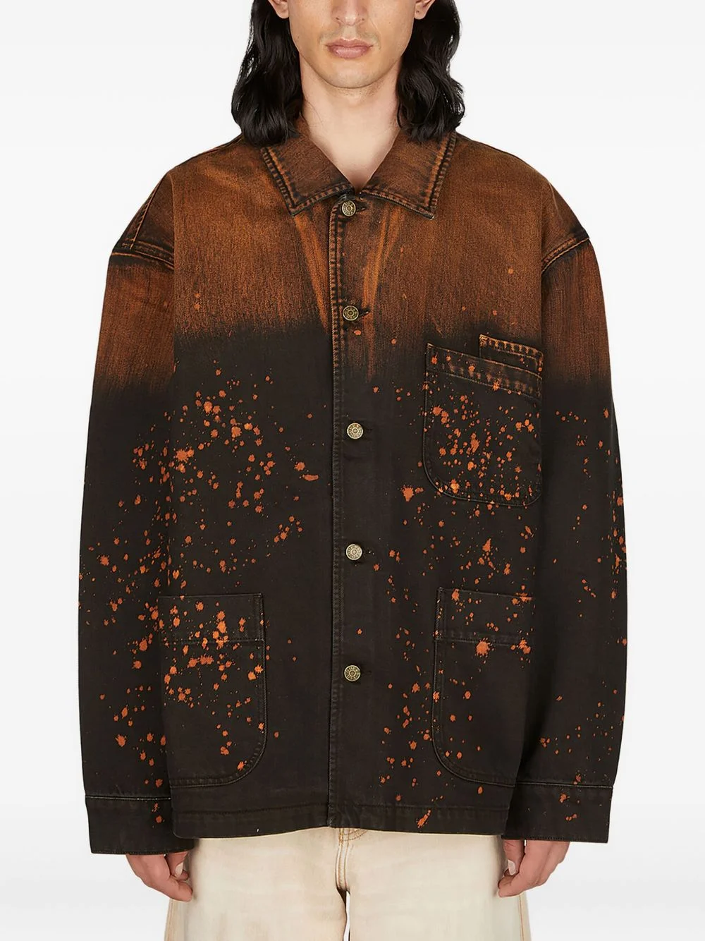 paint splatter-print denim jacket - 1
