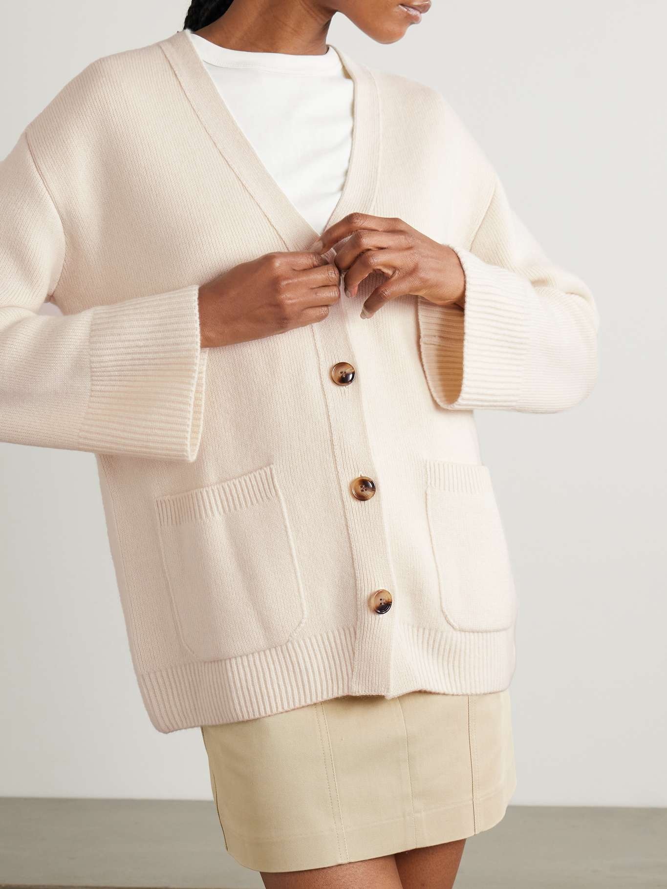 Kellie oversized cashmere cardigan Cream - 3