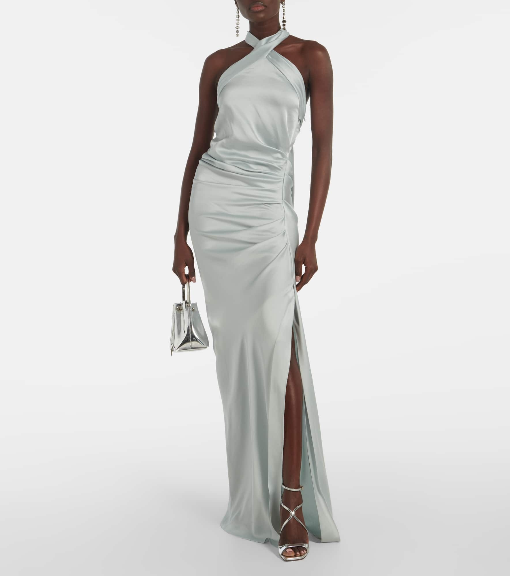 Draped satin maxi dress - 2