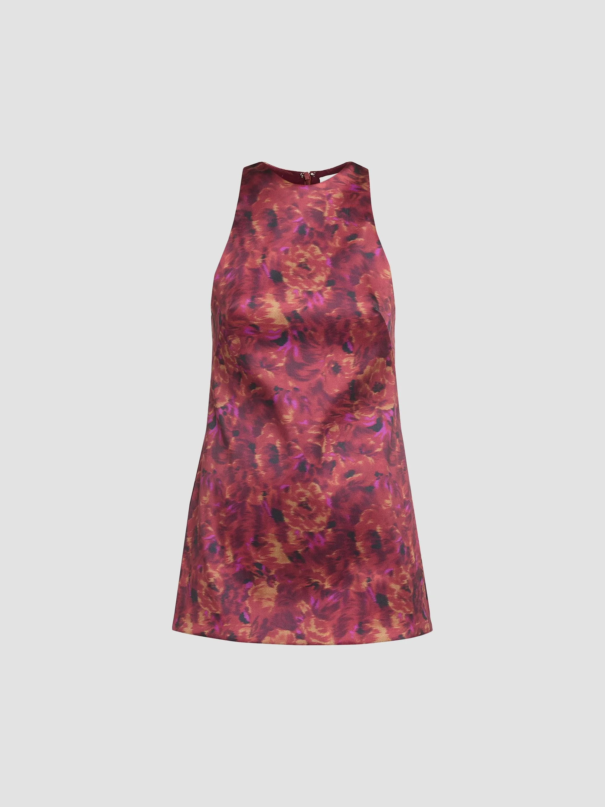 Women's The Joelle Floral Stretch Mikado Sleeveless Mini Dress - Red Floral - 1