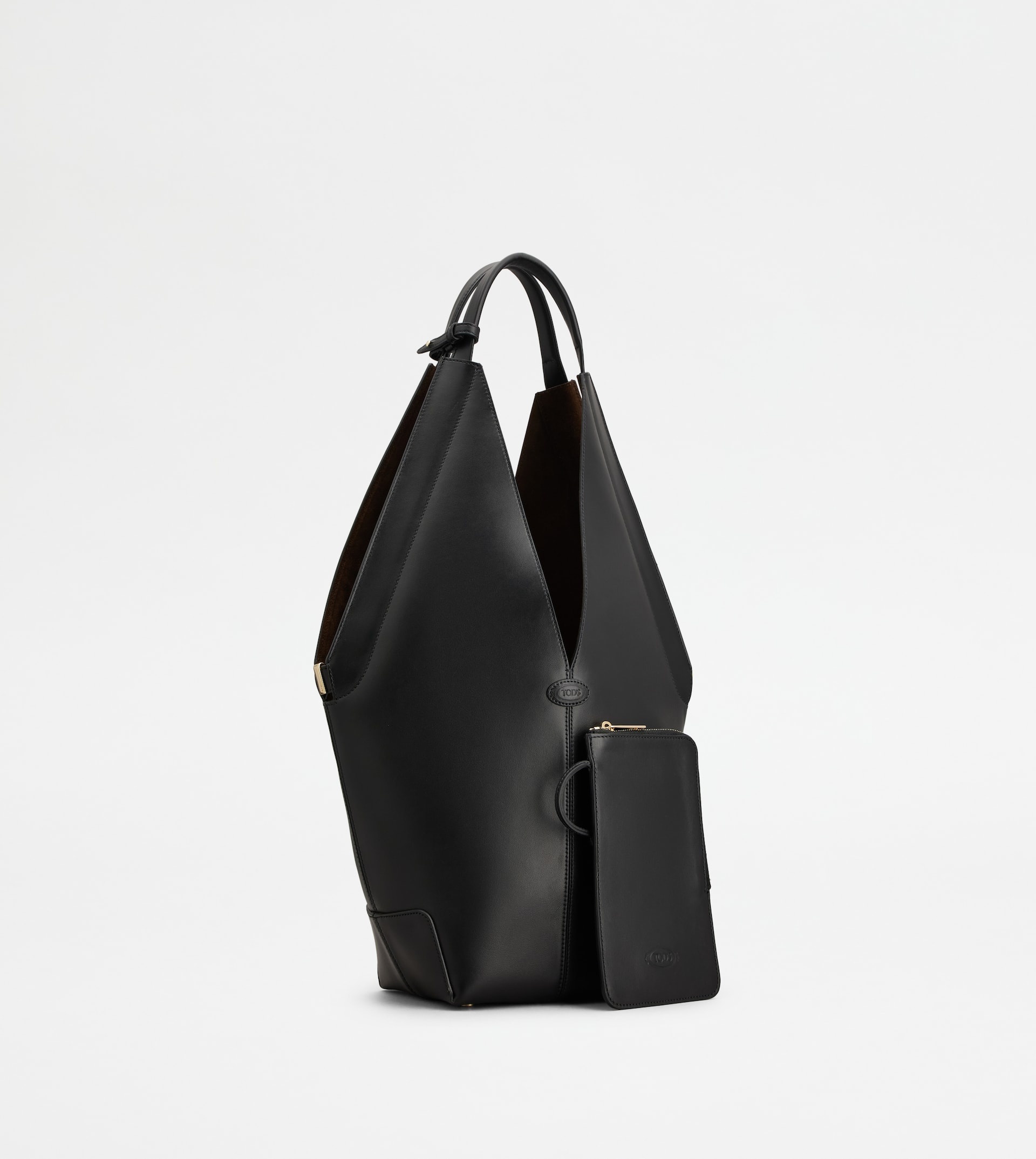 TOD'S DI BAG FOLIO SHOULDER BAG IN LEATHER SMALL - BLACK - 3