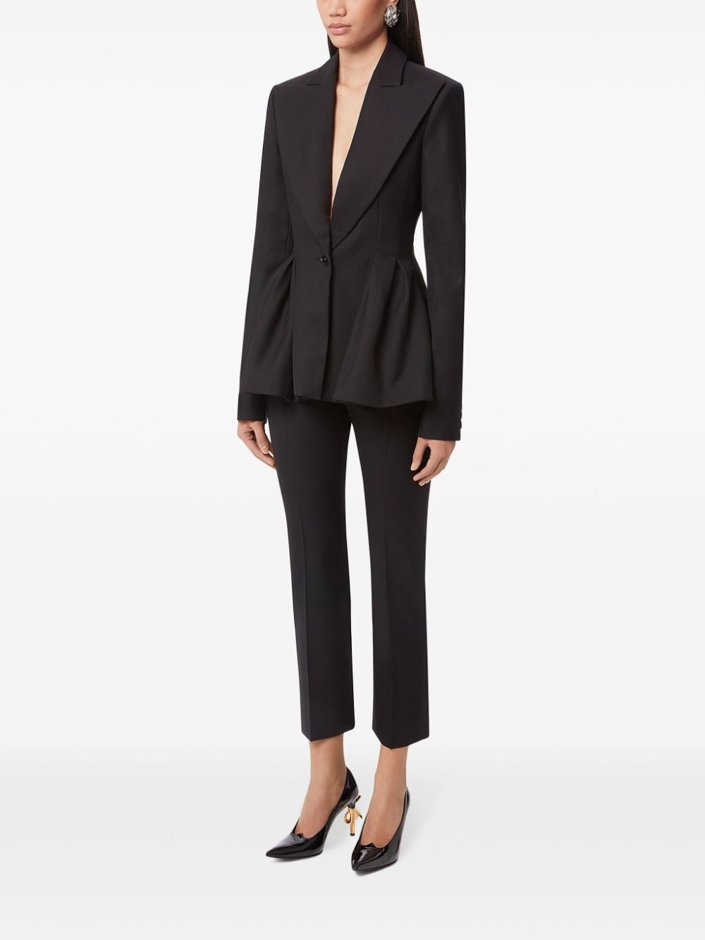 peplum hem wool blazer - 3