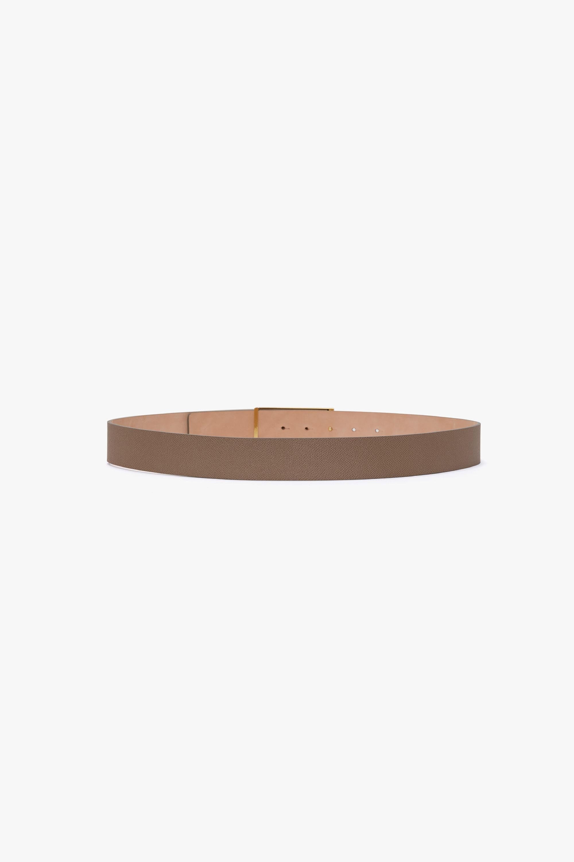 Jumbo Frame Belt In Dove Grey Grained Leather - 4
