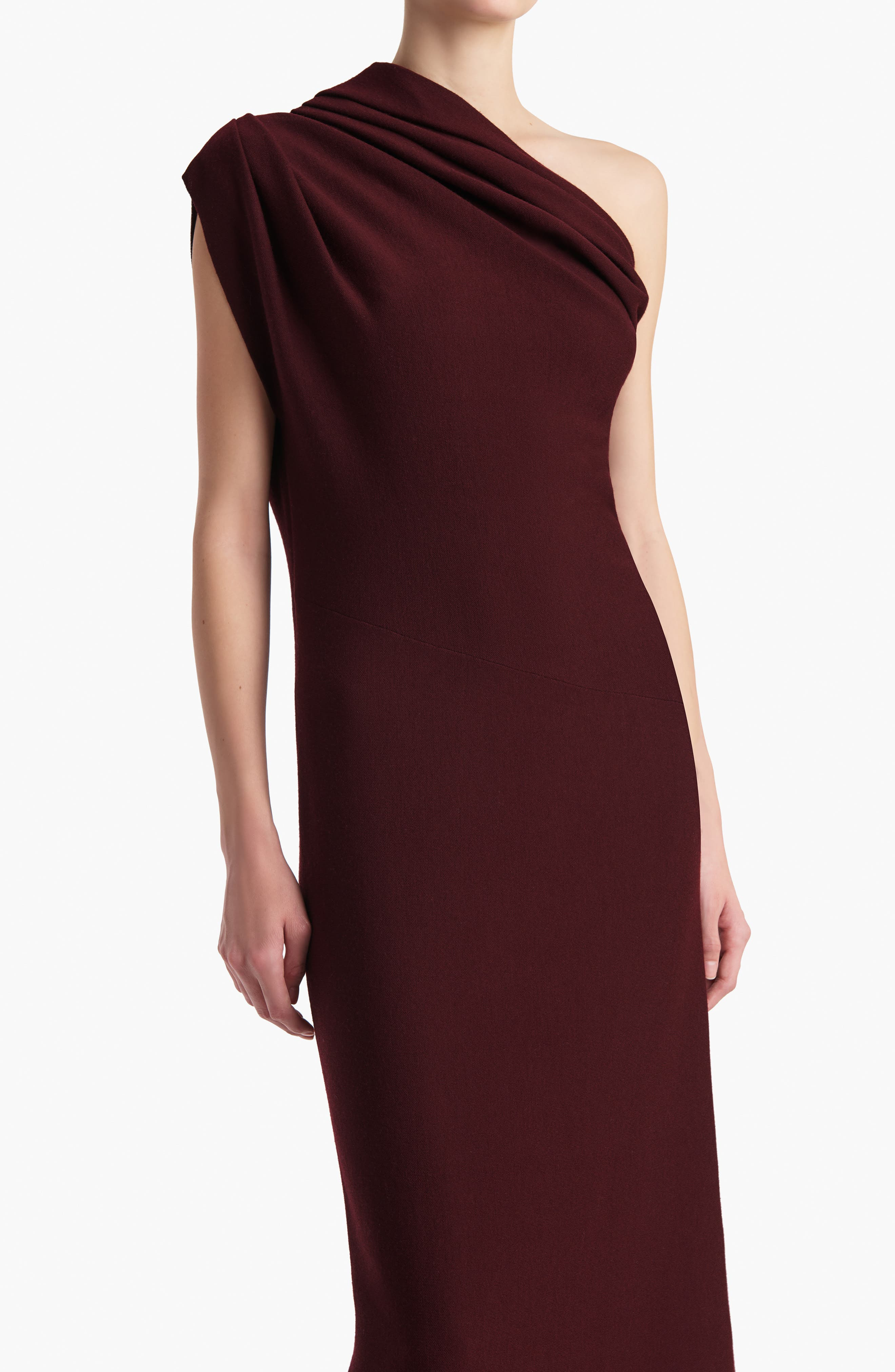 Khaite Coast One Shoulder Wool Blend Dress in Jam at Nordstrom - 3